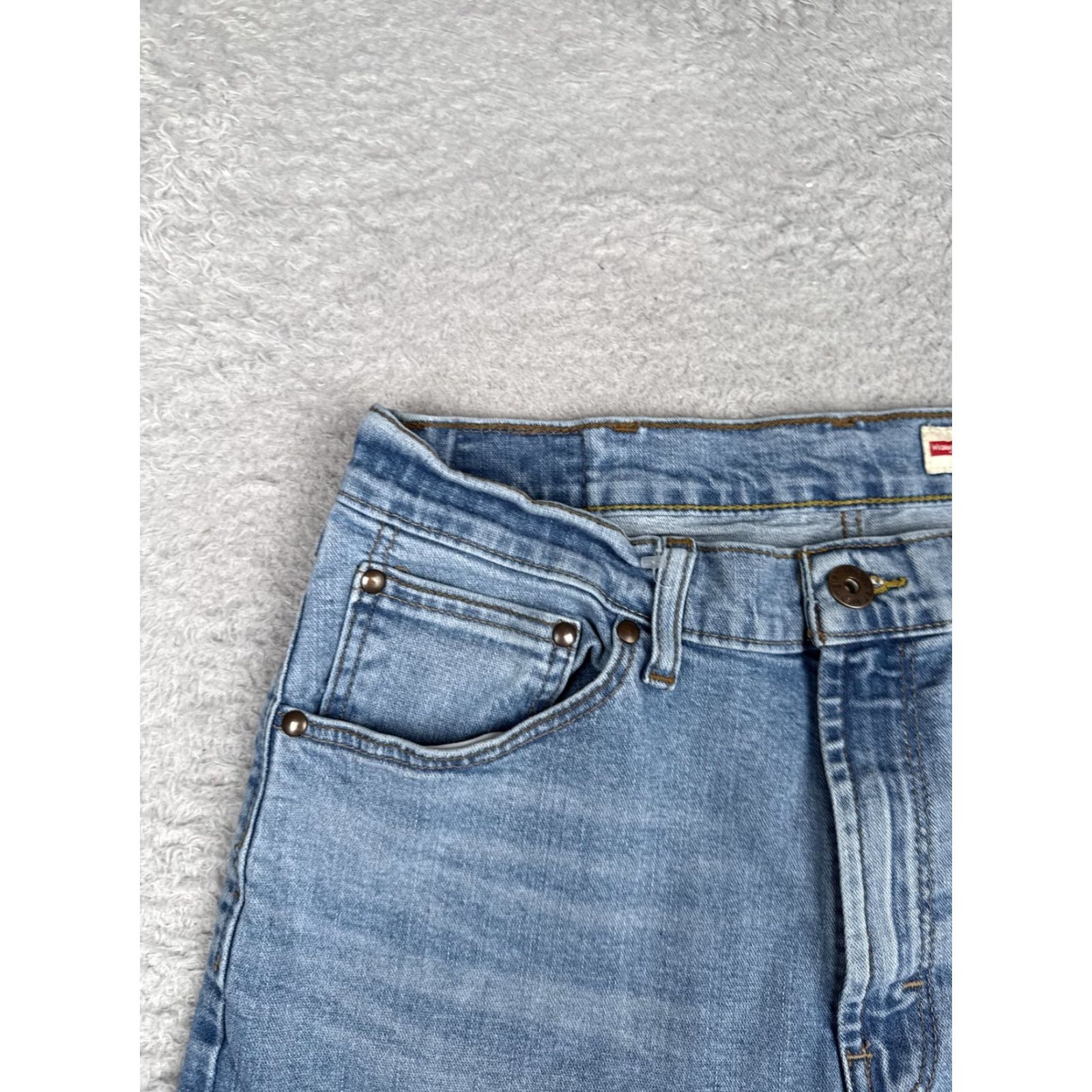 Wrangler Wrangler Denim Shorts Mens 34x9 Blue Relaxed Boot Cutoff Raw Hem Frayed Stretch Bermuda Shorts - 5-Pocket Size US 34 / EU 50 - 4 Thumbnail