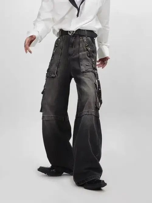 THVM Retro deconstructed punk distressed style heavy-duty jeans Size US 32 / EU 48 - 1 Thumbnail