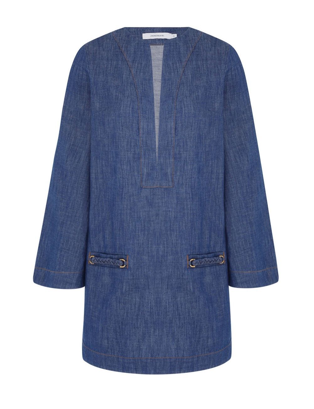 Zimmermann oc11z1025 Wylie Denim Tunic Dress in Blue Size XS / US 0-2 / IT 36-38 - 1 Thumbnail