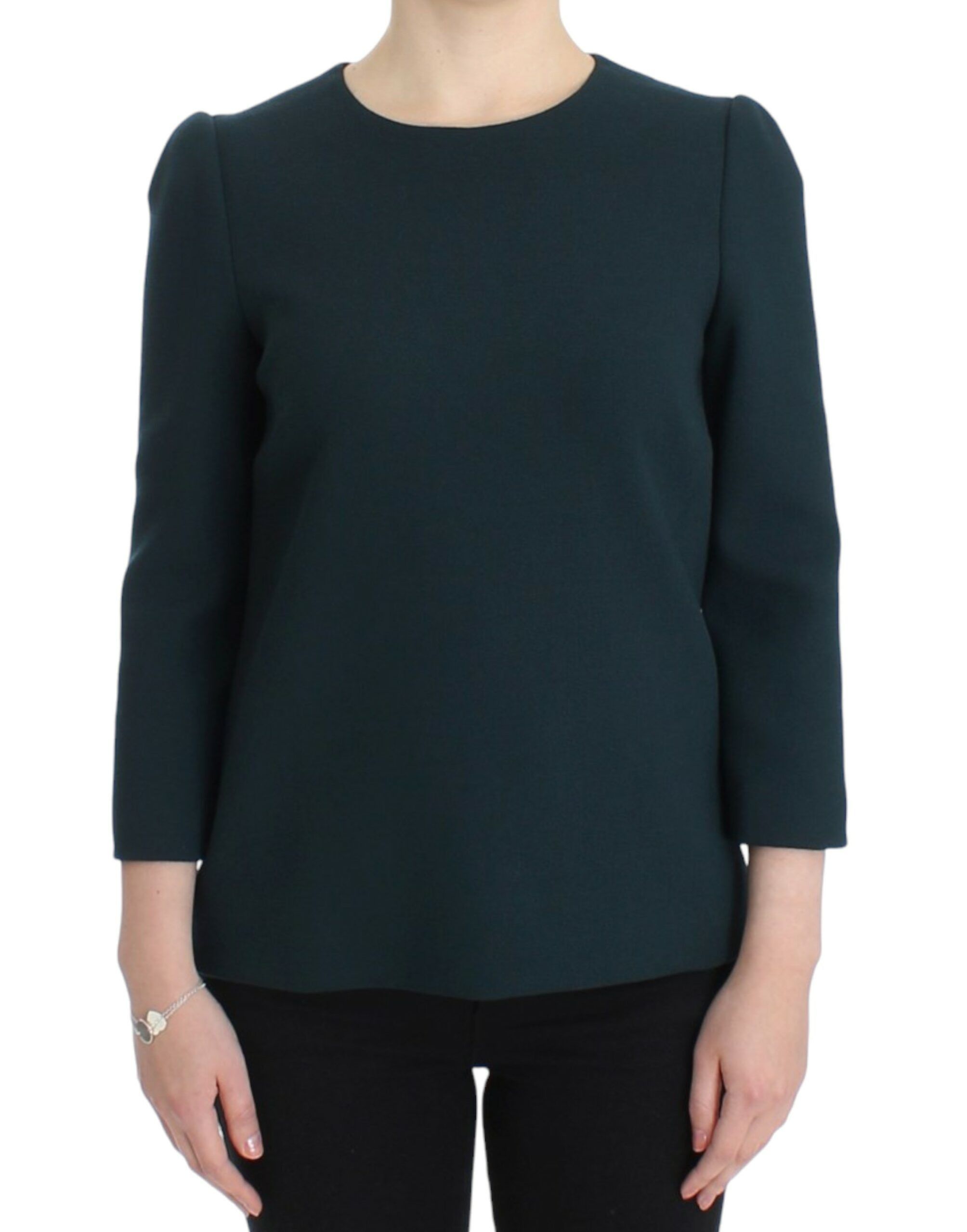 Dolce & Gabbana Enchanted Sicily Green Wool Silk Blend Women's Blouse Size S / US 4 / IT 40 - 1 Thumbnail
