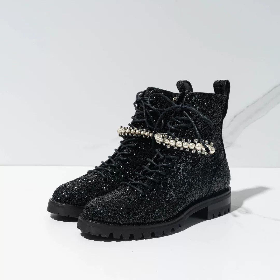 Jimmy Choo Jimmy Choo Women's Sequin Pearl Martin Boots Size US 6 / IT 36 - 1 Thumbnail