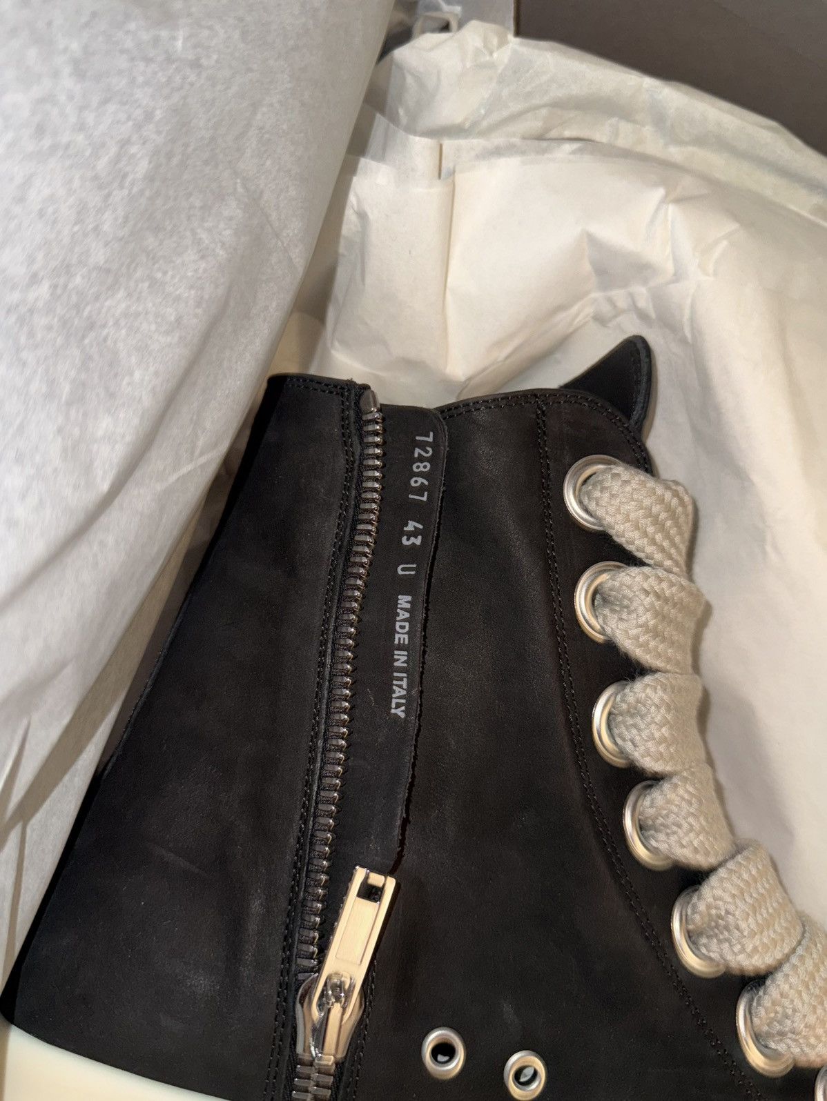 Rick Owens Rick Owen’s jumbo grained leather jumbo lace sneakers Size US 10 / EU 43 - 11 Thumbnail