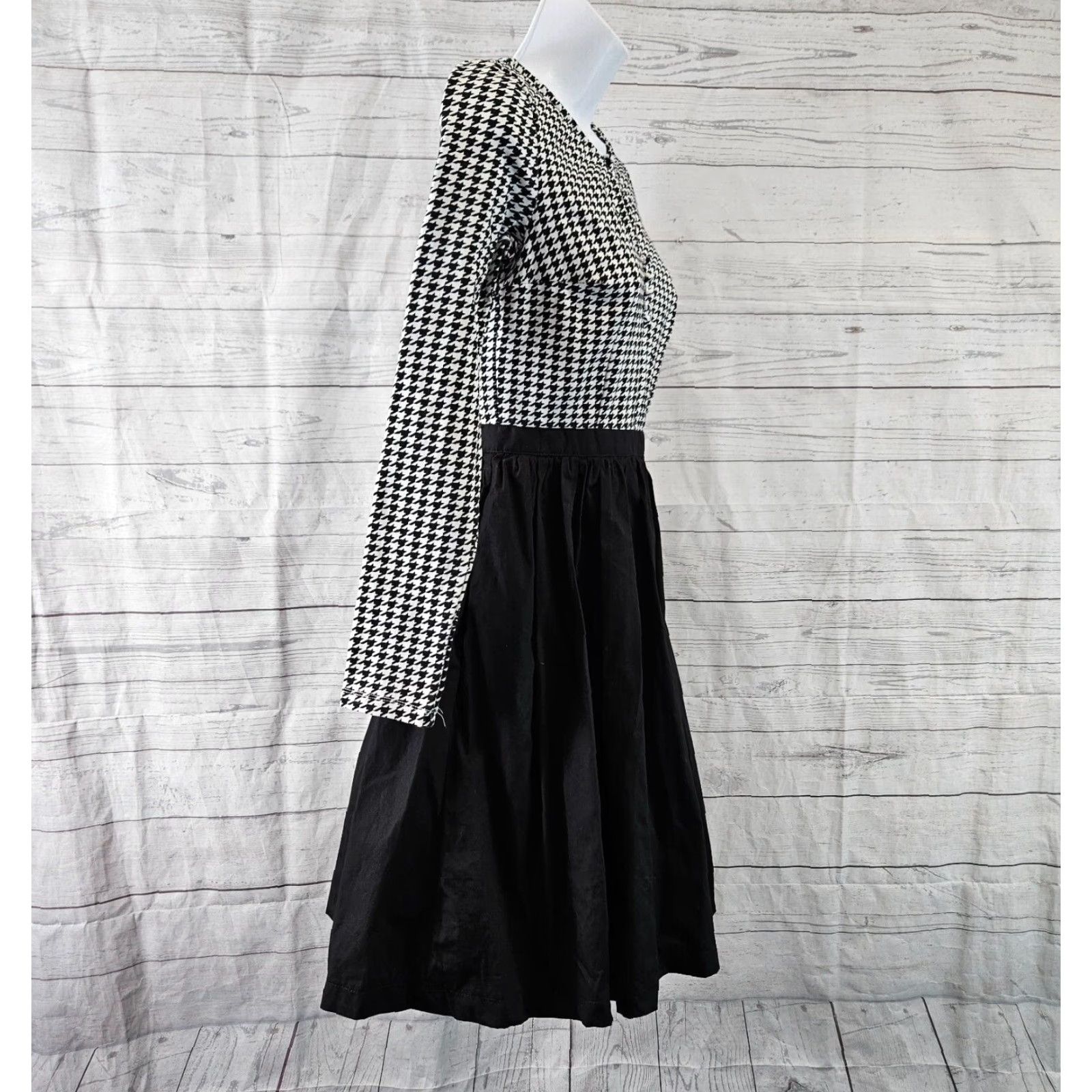 Vintage VINTAGE ModCloth Dress Womens Small Black White Houndstooth Long Sleeve Round Neck Zip Size S / US 4 / IT 40 - 3 Thumbnail