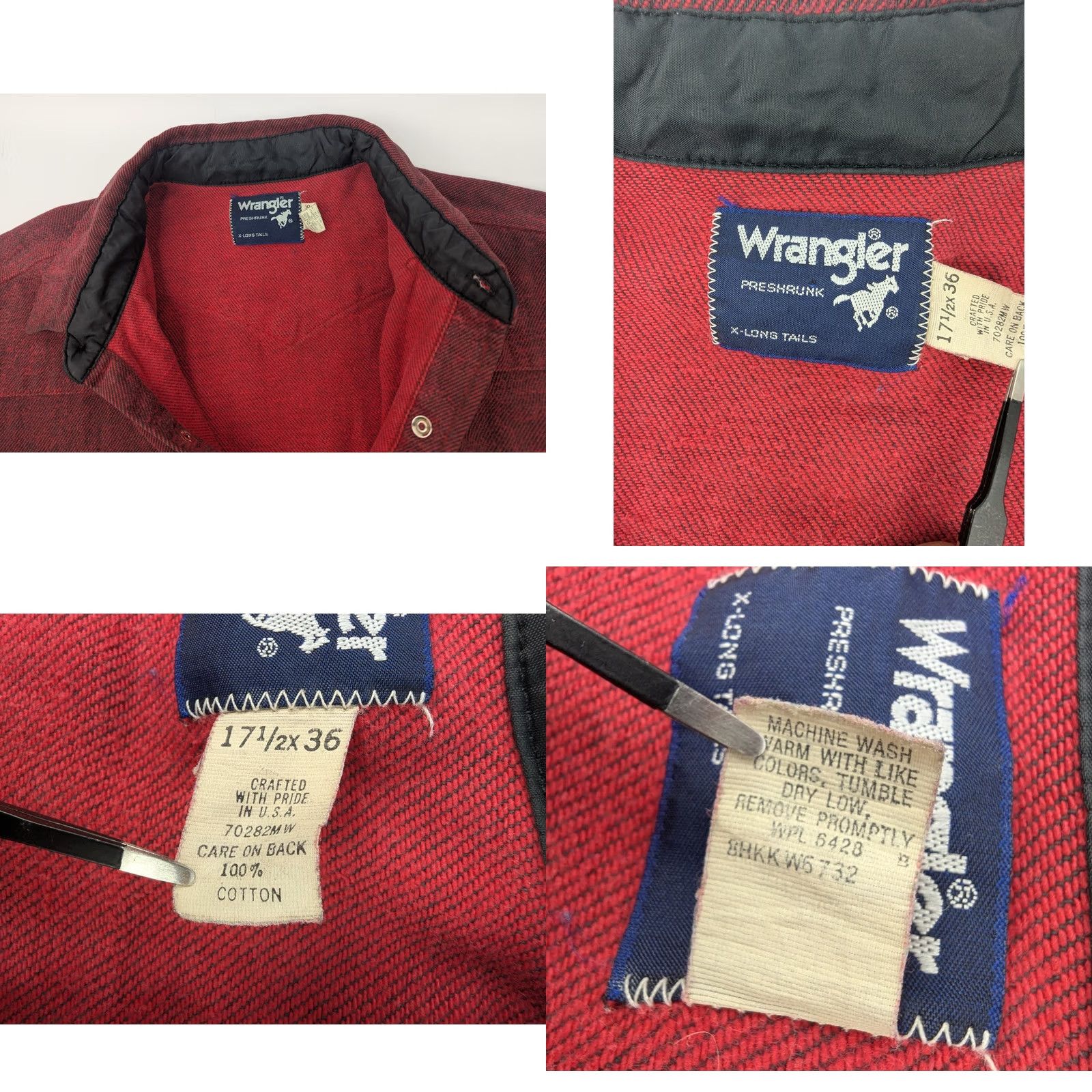 Wrangler VINTAGE Wrangler Shirt Western Mens XS? 36 Red Button-Up X-Long? Size US M / EU 48-50 / 2 - 8 Thumbnail