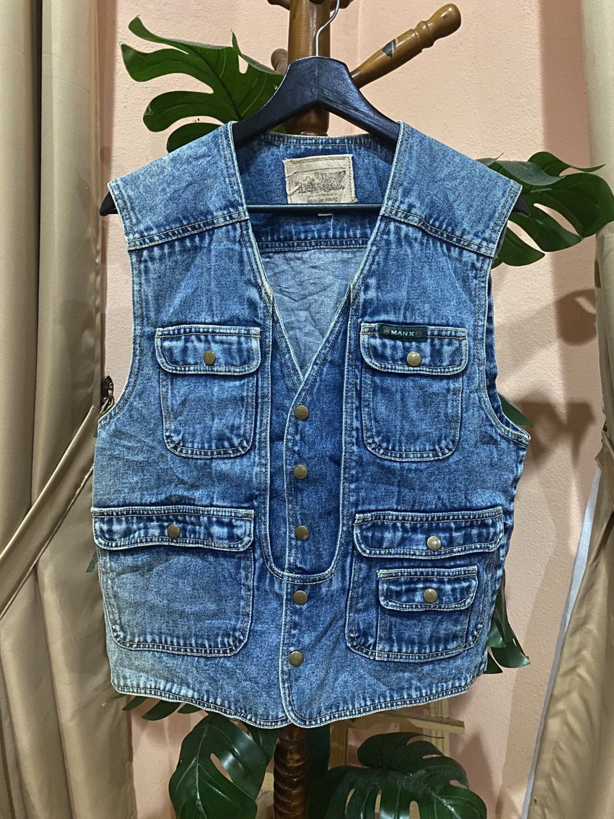 Vintage Vintage MANX Denim Utility Vest Workwear, Multi-Pocket Size US L / EU 52-54 / 3 - 1 Thumbnail