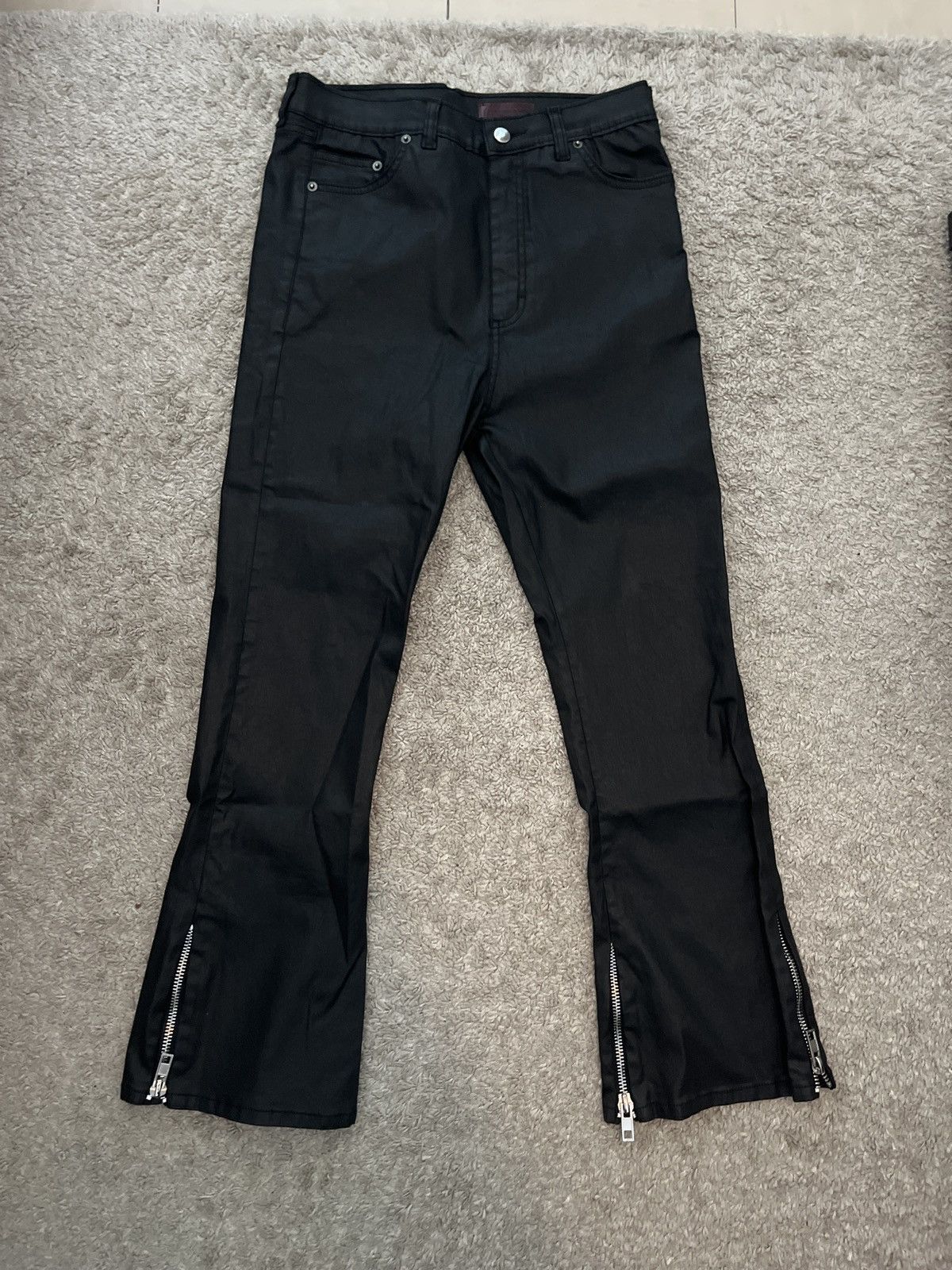 Japanese Brand Fvckthisbrand Flared faux leather pants Size US 32 / EU 48 - 1 Thumbnail