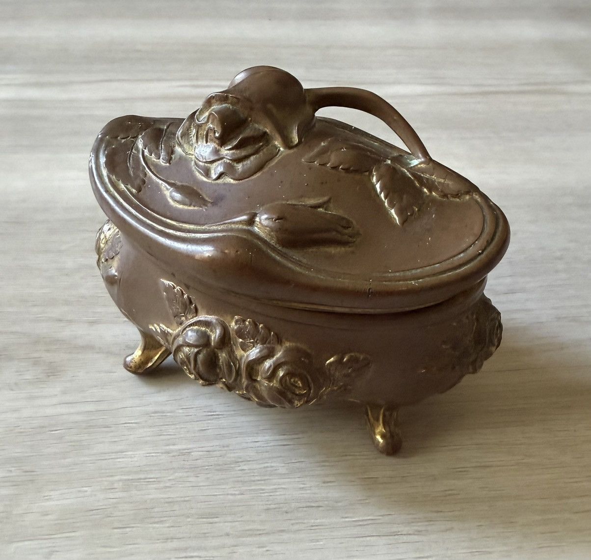 Vintage Antique Rose Jewelry Casket Victorian Deco Brass Size ONE SIZE - 1 Thumbnail