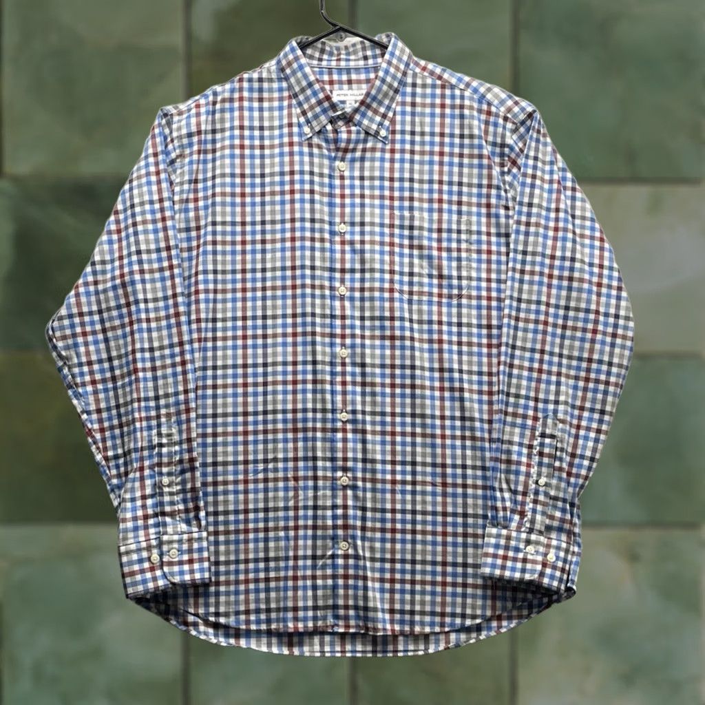Peter Millar Peter Millar Shirt Mens XL Multicolor Plaid Button-Up Cotton Nylon Spandex Lyocell Regular Fit Long Sleeve Collared Tailored Office Casual Travel Size US XL / EU 56 / 4 - 1 Thumbnail