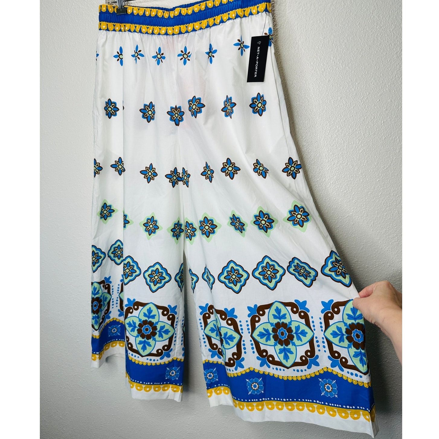 La DoubleJ NWT La DoubleJ White Blue Print Cropped Wide Leg Crop Pant L Size 34" / US 12 / IT 48 - 5 Thumbnail