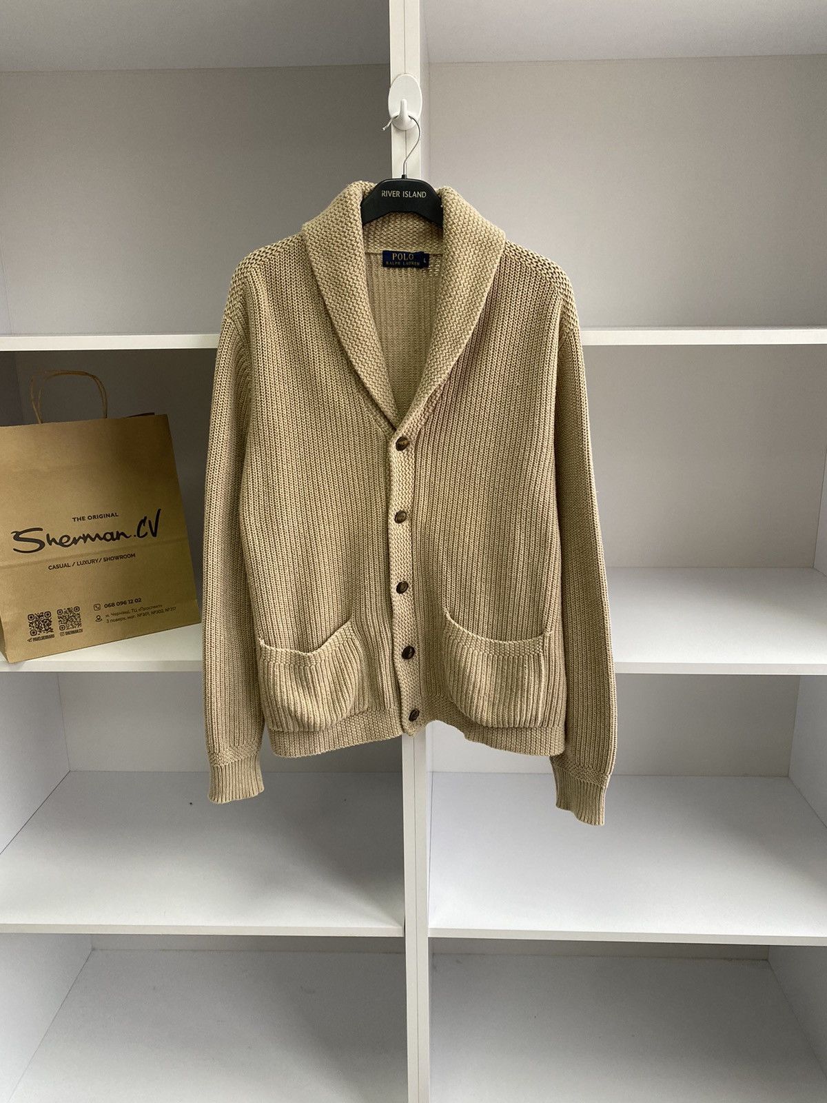 Polo Ralph Lauren × Ralph Lauren × Vintage Vintage Polo Ralph Lauren Knitted Beige Cardigan Size US L / EU 52-54 / 3 - 2 Thumbnail