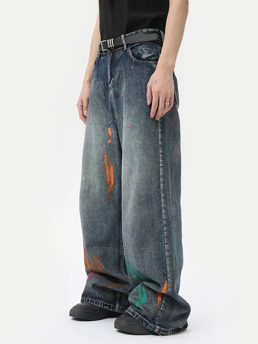 Japanese Brand Retro loose high street graffiti jeans Size US 32 / EU 48 - 1 Thumbnail