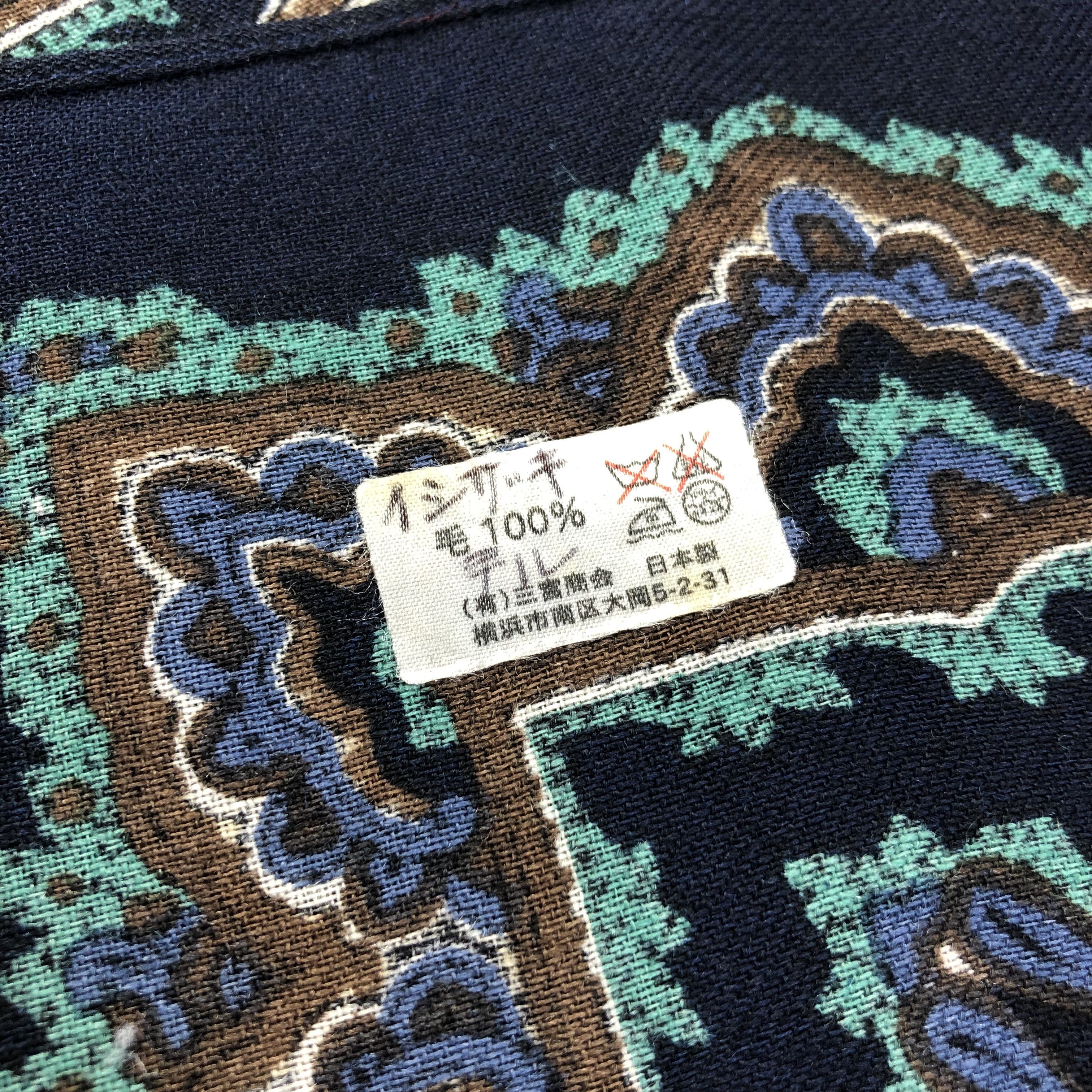 Vintage Luxury Paisley Wool Square Scarf M604 Size ONE SIZE - 3 Thumbnail