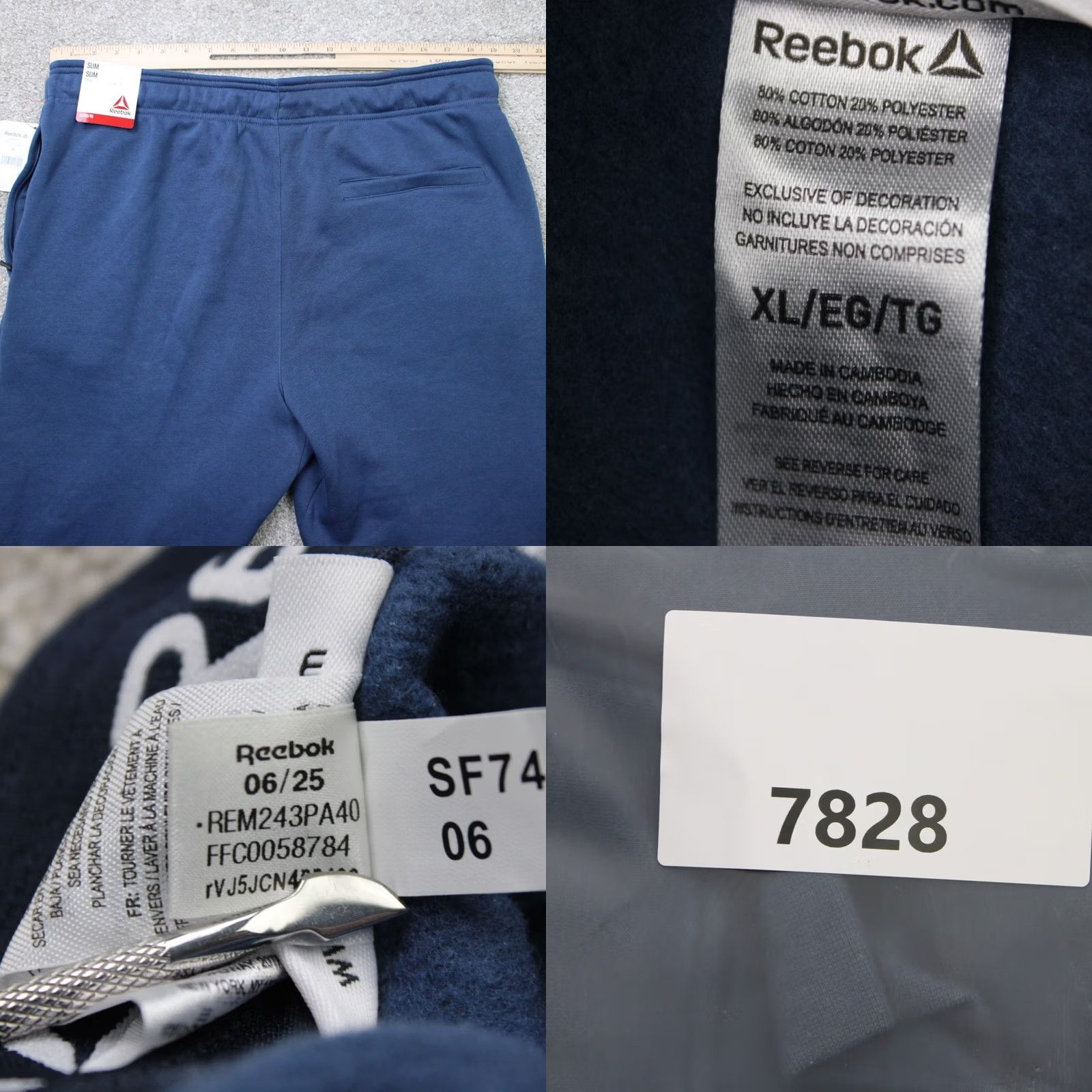 Reebok Reebok Slim Fit Blue CVC Fleece Joggers Sweatpants XL Mens NWT Sweatpants Slim Fit Stretch Size US 36 / EU 52 - 8 Thumbnail