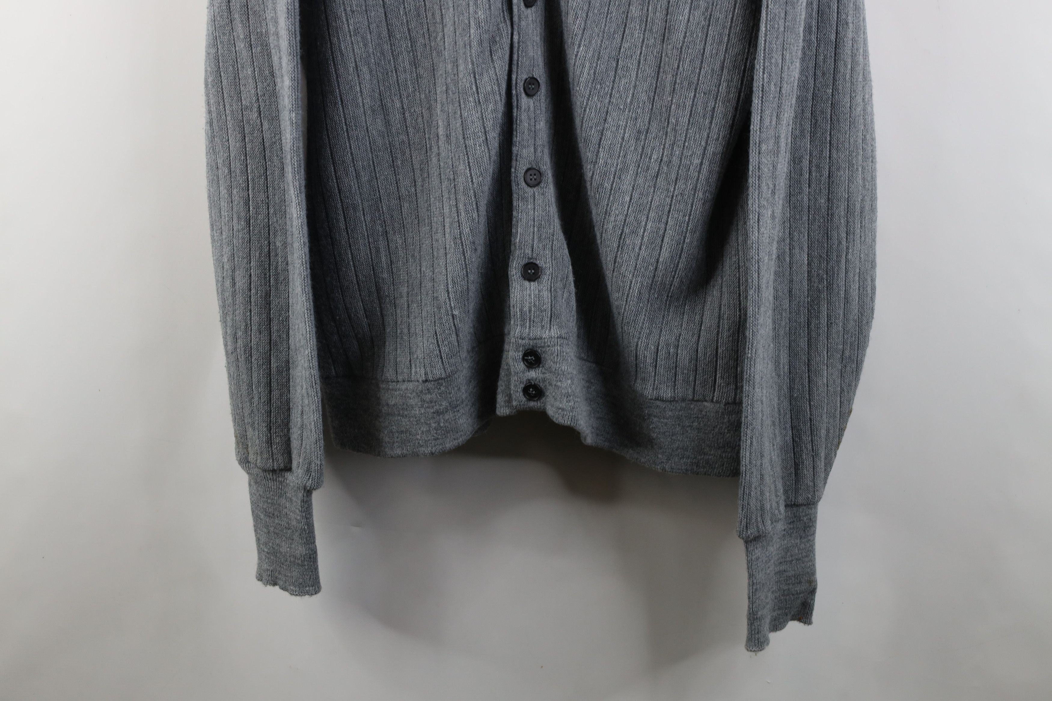 Vintage Vintage 70s Streetwear Ribbed Knit Cardigan Sweater Gray USA Size US XL / EU 56 / 4 - 3 Thumbnail