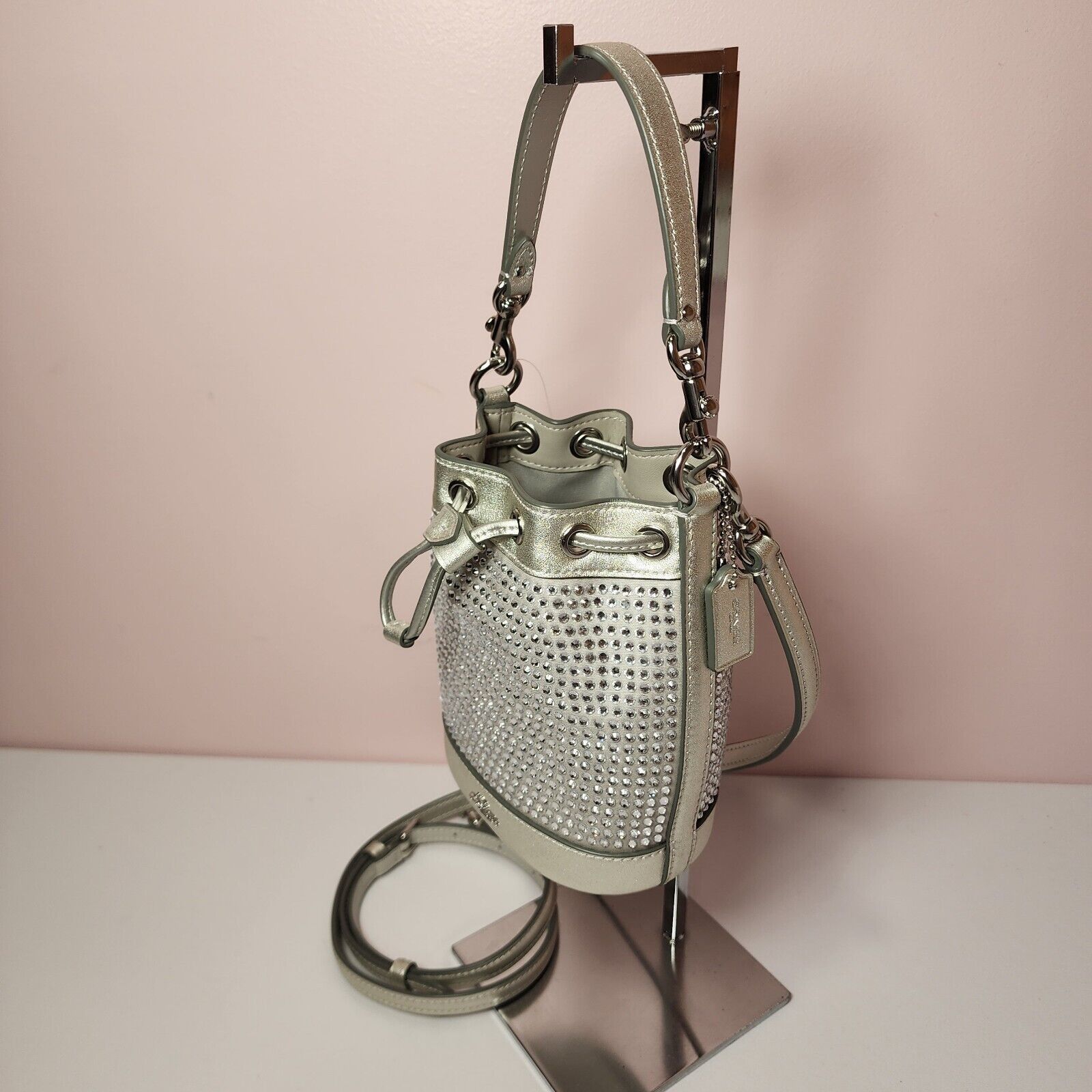 Coach NWT Coach CW301 Mini Bucket Bag With Crystal Silver Size ONE SIZE - 4 Thumbnail
