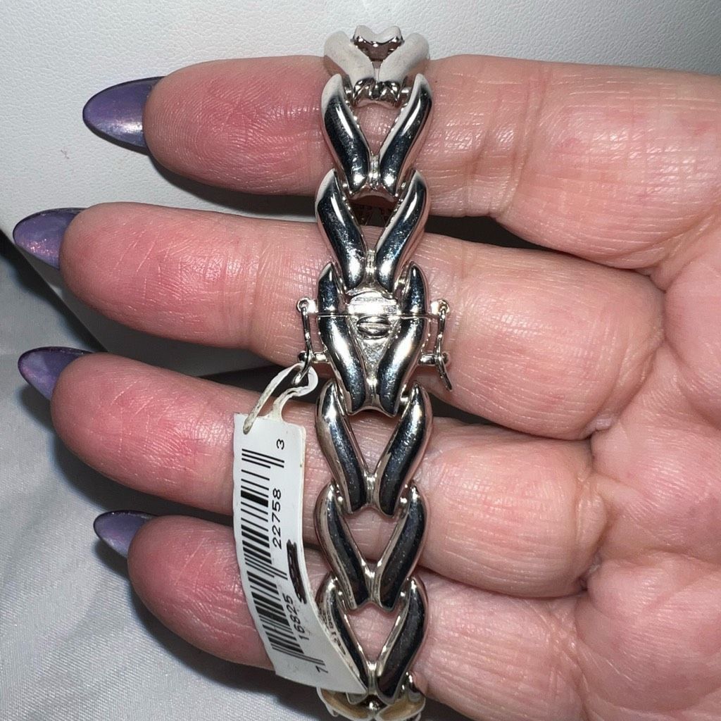 Other Rhodium Plated Bronze Chevron Link With Double Lock Bracelet Size ONE SIZE - 1 Thumbnail