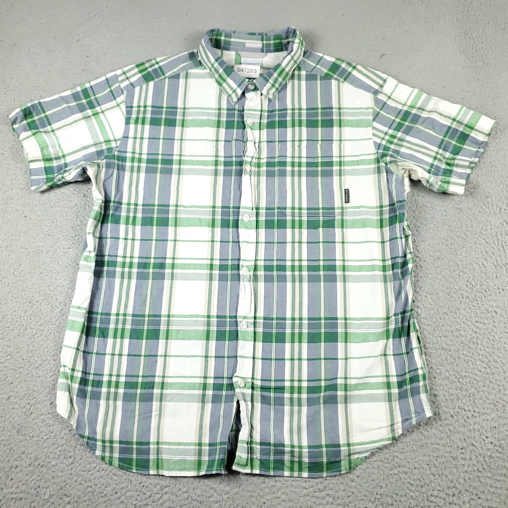 Vintage Columbia Shirt Mens XL Green Blue Plaid Button Up Short Sleeve Size US XL / EU 56 / 4 - 2 Thumbnail