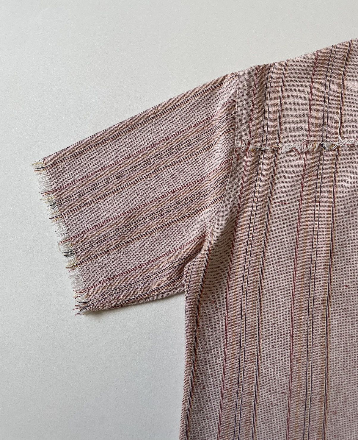 Giorgio Armani 1980s Sample Raw Edge Striped Linen Shirt Size US M / EU 48-50 / 2 - 16 Thumbnail