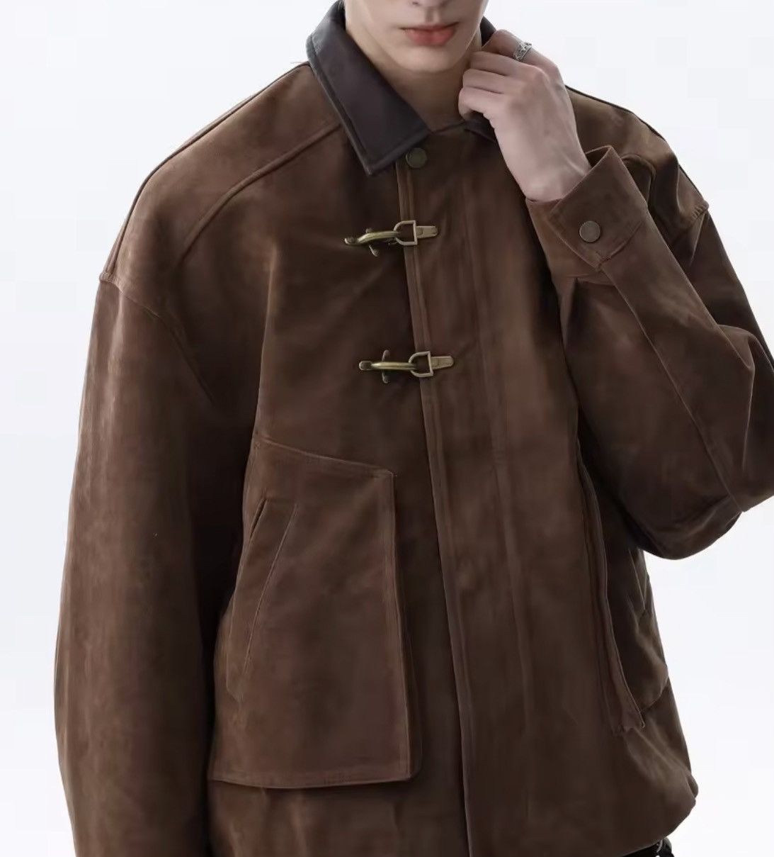 Japanese Brand Toggle Button Collar Pu Leather Jacket Size US L / EU 52-54 / 3 - 2 Thumbnail