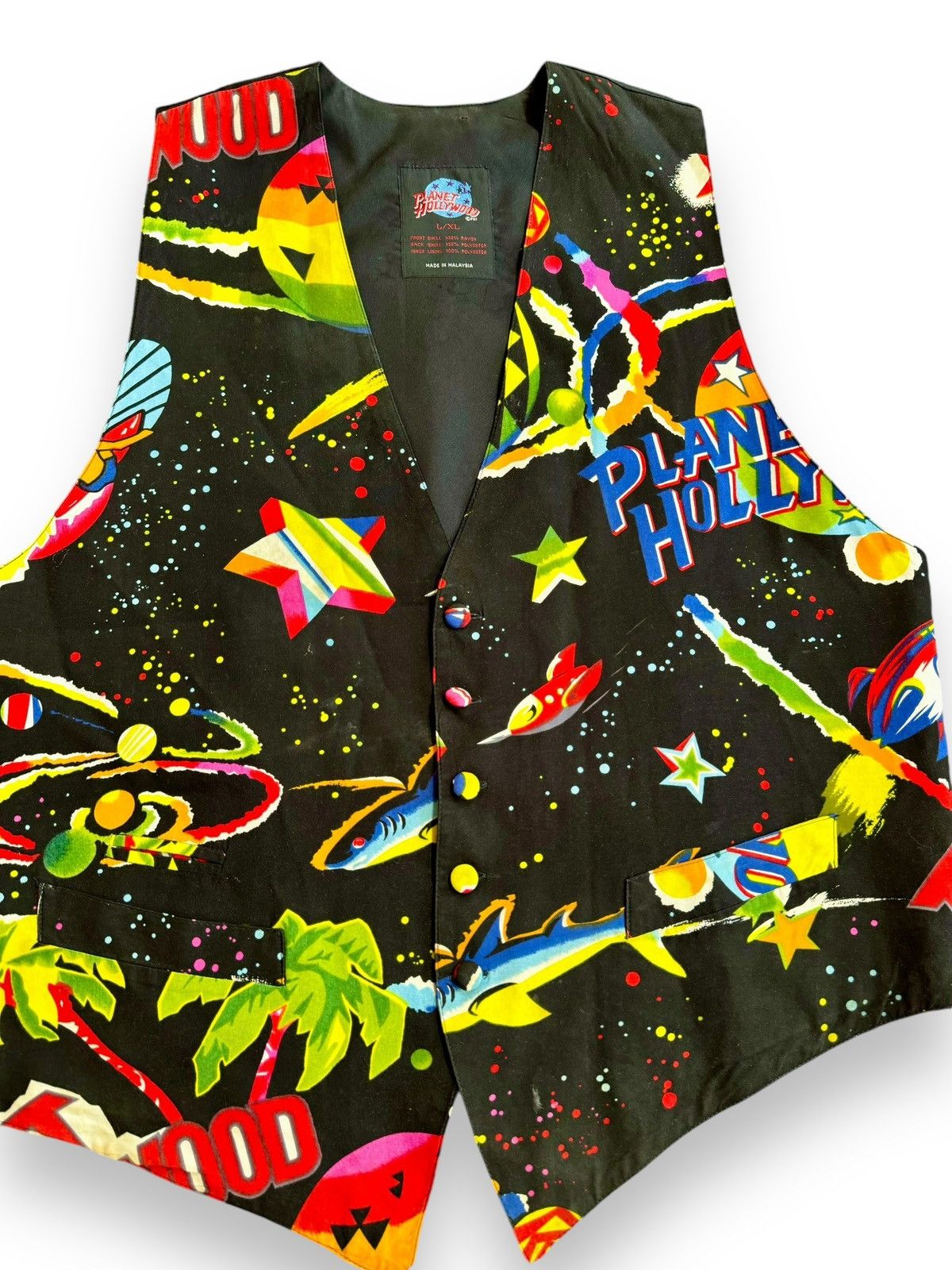 Planet Hollywood × Vintage 1996 Planet Hollywood Vintage 90’s Neon Abstract Vest Size US L / EU 52-54 / 3 - 2 Thumbnail