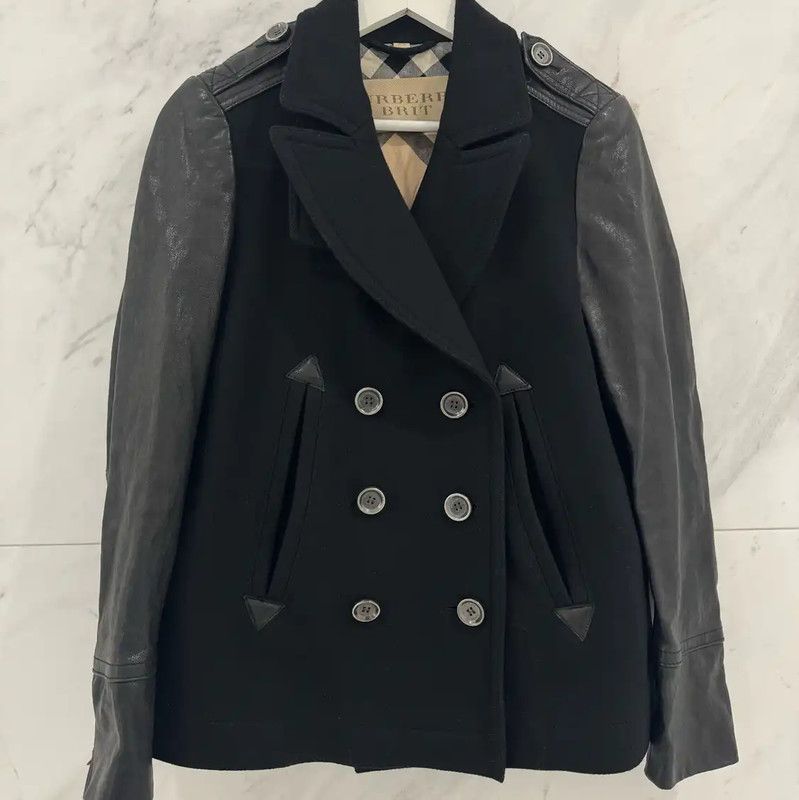 Burberry Burberry Double-Breasted Black Wool Coat for Women Size L / US 10 / IT 46 - 1 Thumbnail