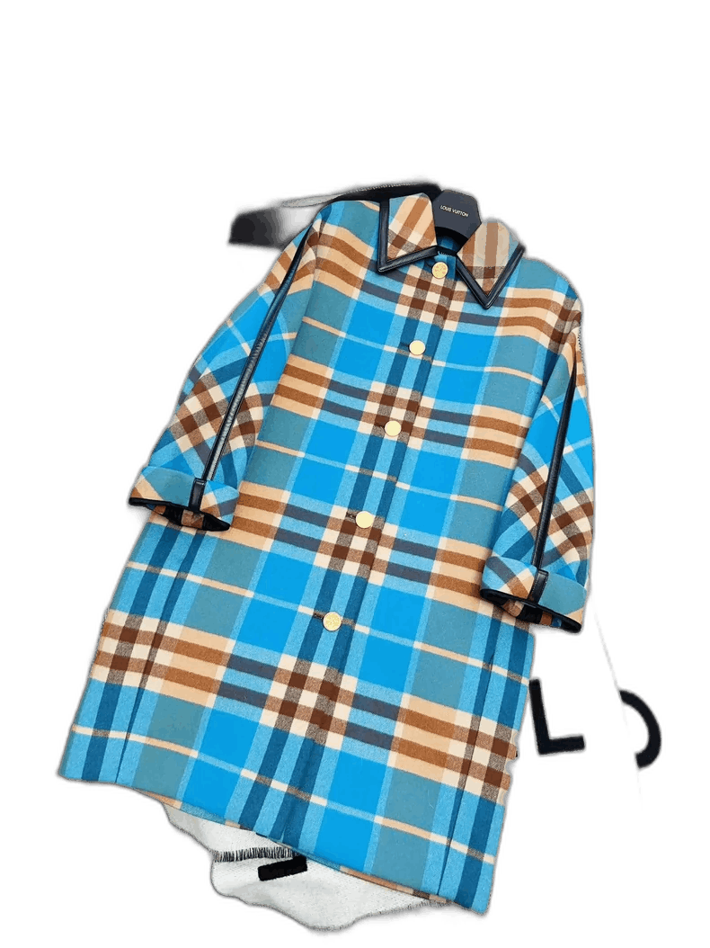 Louis Vuitton Louis Vuitton Blue Check Wool Coat Size XS / US 0-2 / IT 36-38 - 1 Thumbnail