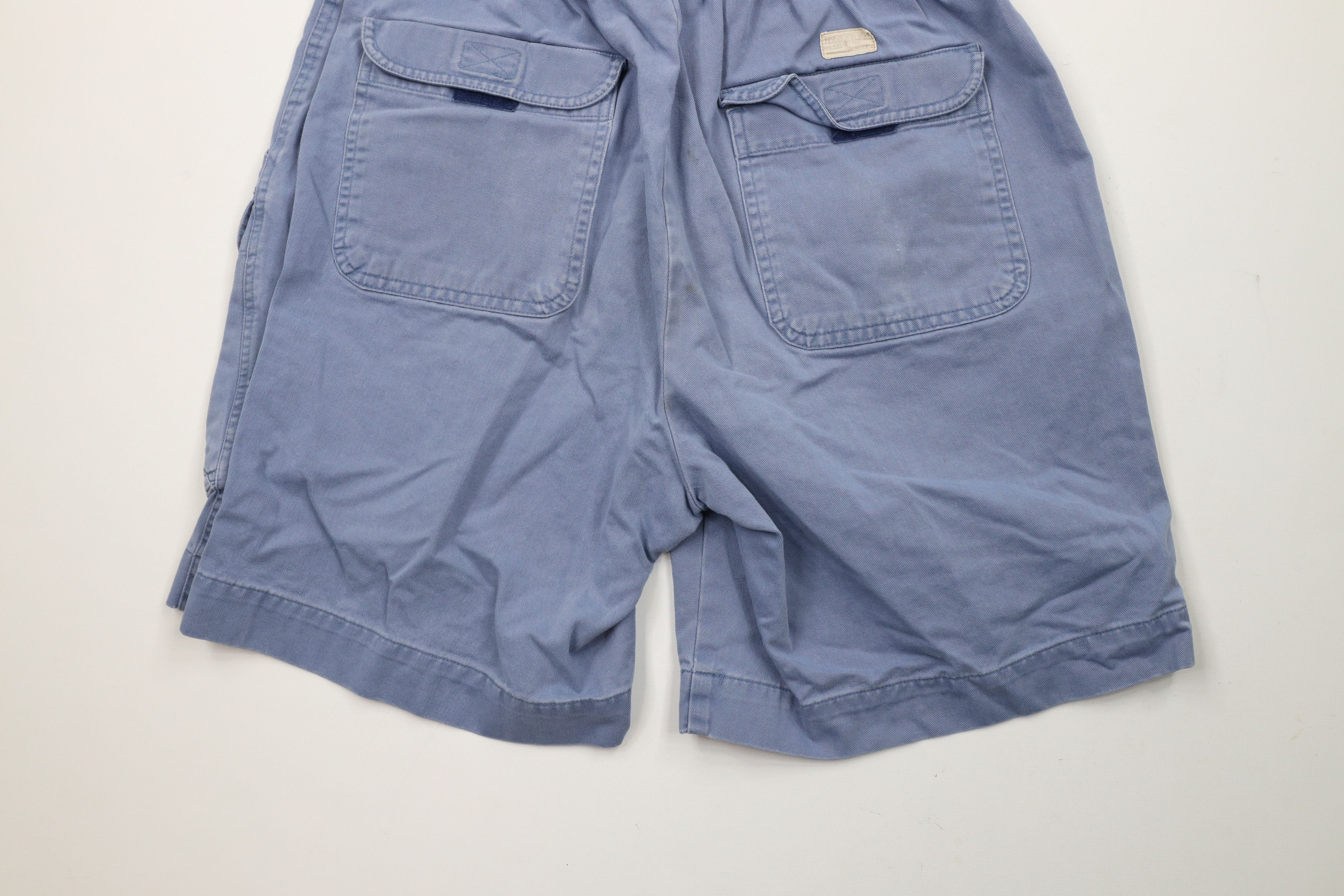 Ralph Lauren × Vintage Vintage 90s Ralph Lauren Out Above Knee Cargo Shorts Blue Size US 33 - 12 Thumbnail