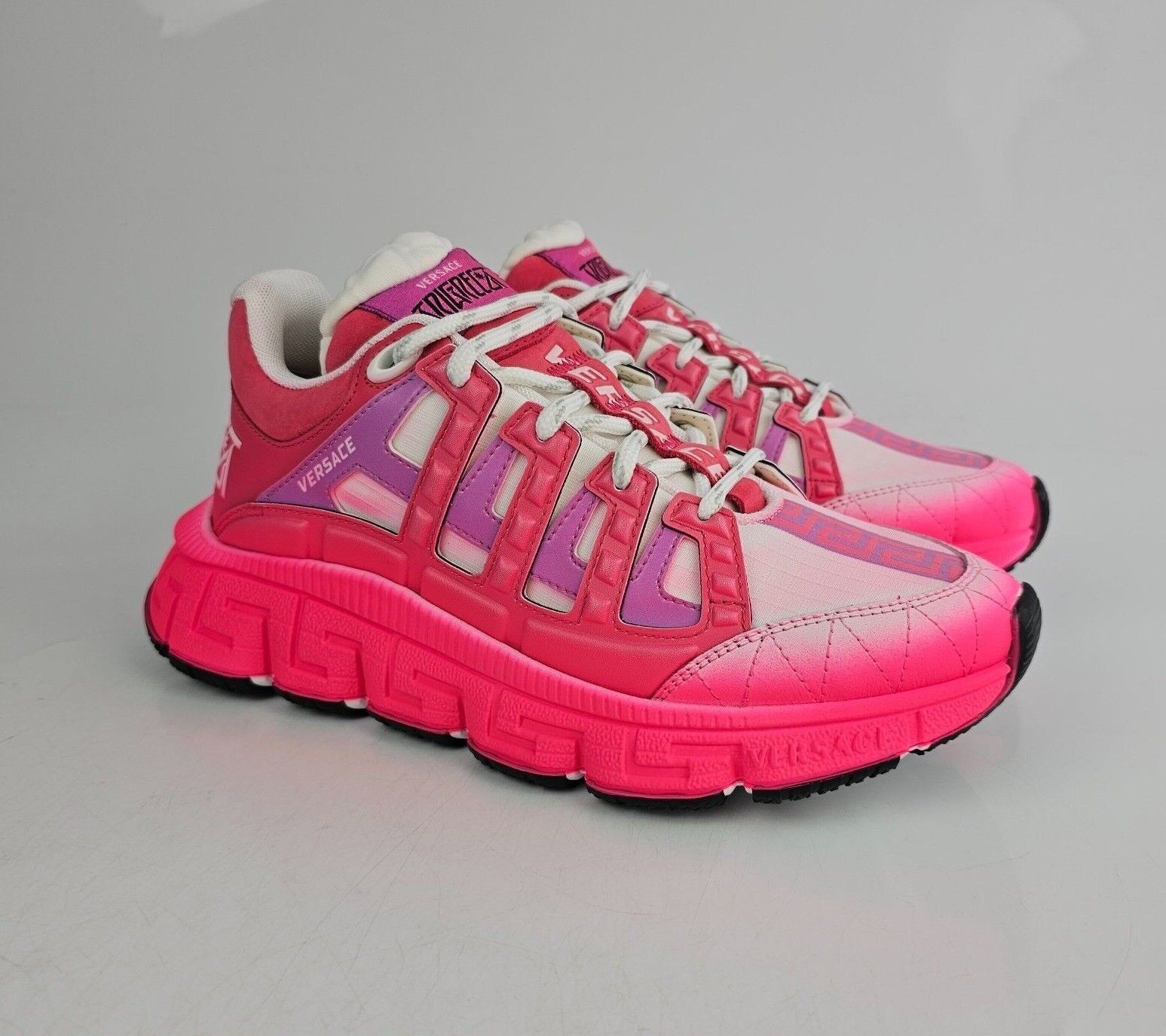 Versace Trigreca Pink Low Top Sneakers New