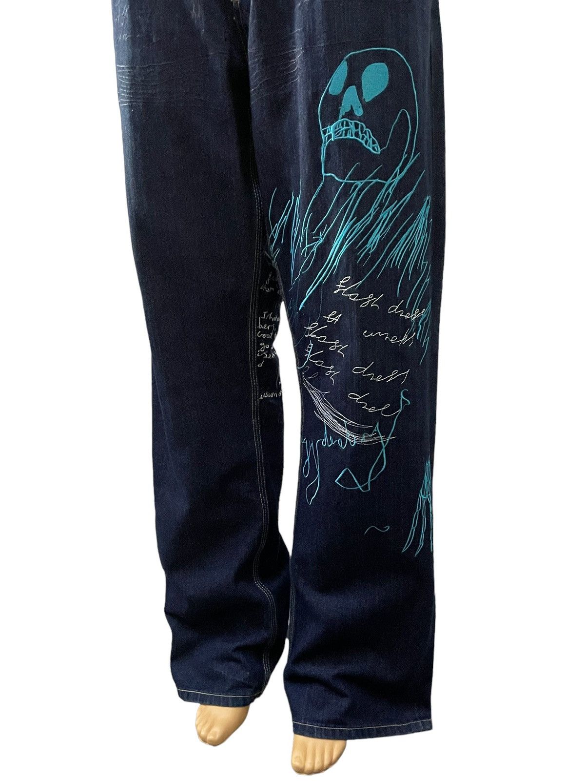 Japanese Brand Artful Dodger Jesse Pinkman Embroidered Poems Baggy Jeans Size US 34 / EU 50 - 8 Thumbnail