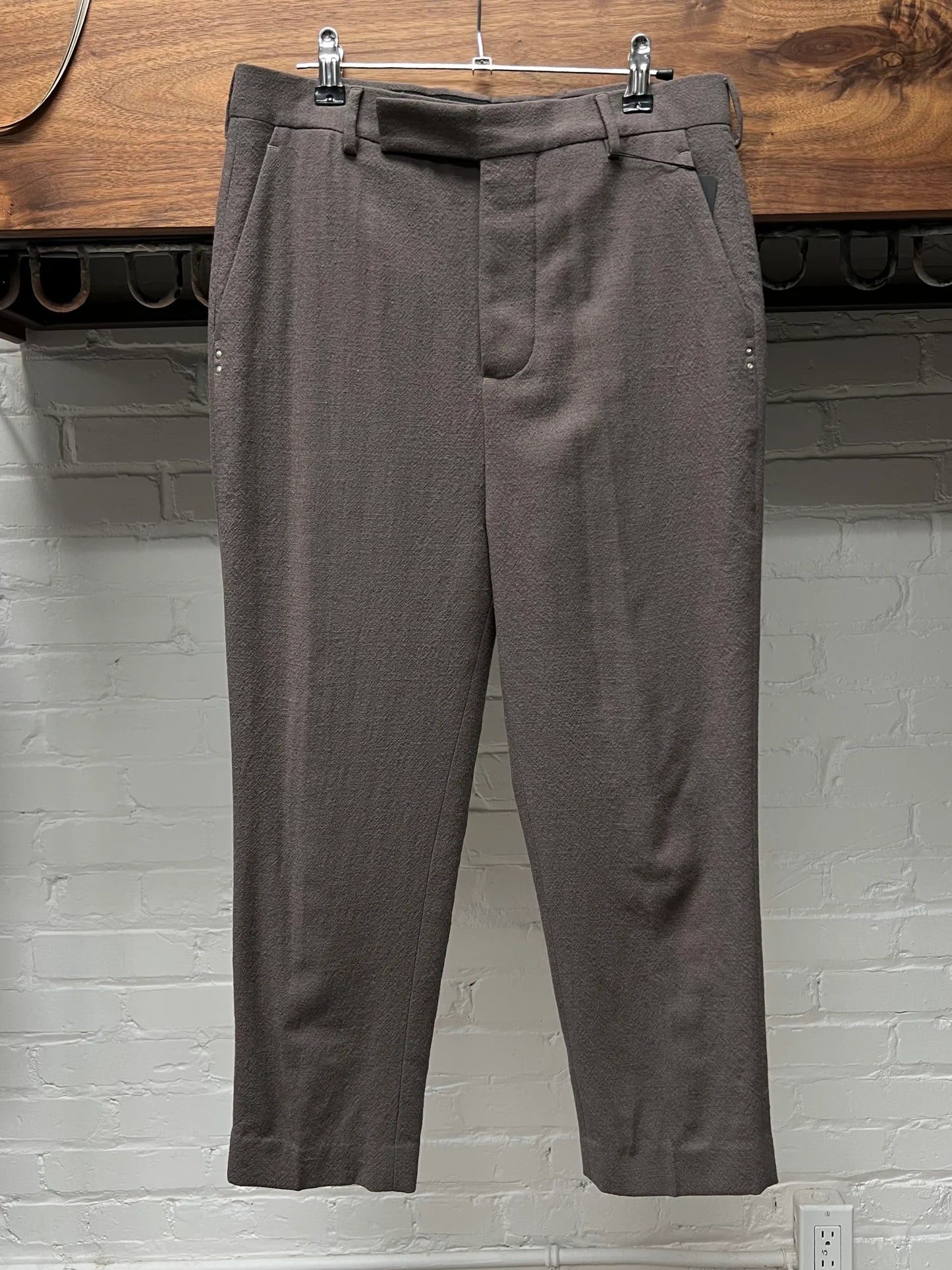 Rick Owens Rick Owens Mainline Virgin Wool ‘Dust’ Brown Cropped Pants Size US 30 / EU 46 - 1 Thumbnail