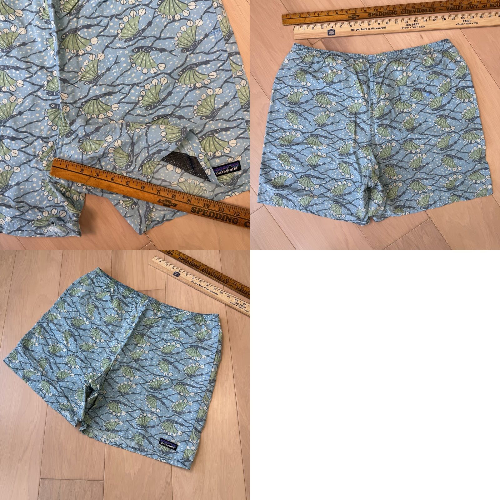 Patagonia Patagonia Baggies Large Blue Lined Shorts Lined 6" Inseam Hexy Fish Pattern Size US 33 - 8 Thumbnail