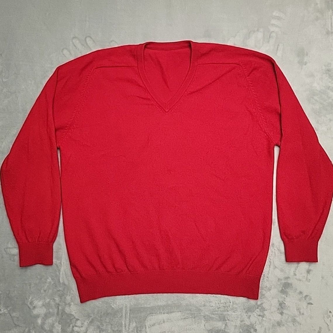 Lands' End Lands' End Sweater Mens XL Red 100% Wool Pullover V-neck Classic Knit Crew Neck Casual Long Sleeve Solid Pattern Mens Size US XL / EU 56 / 4 - 3 Thumbnail