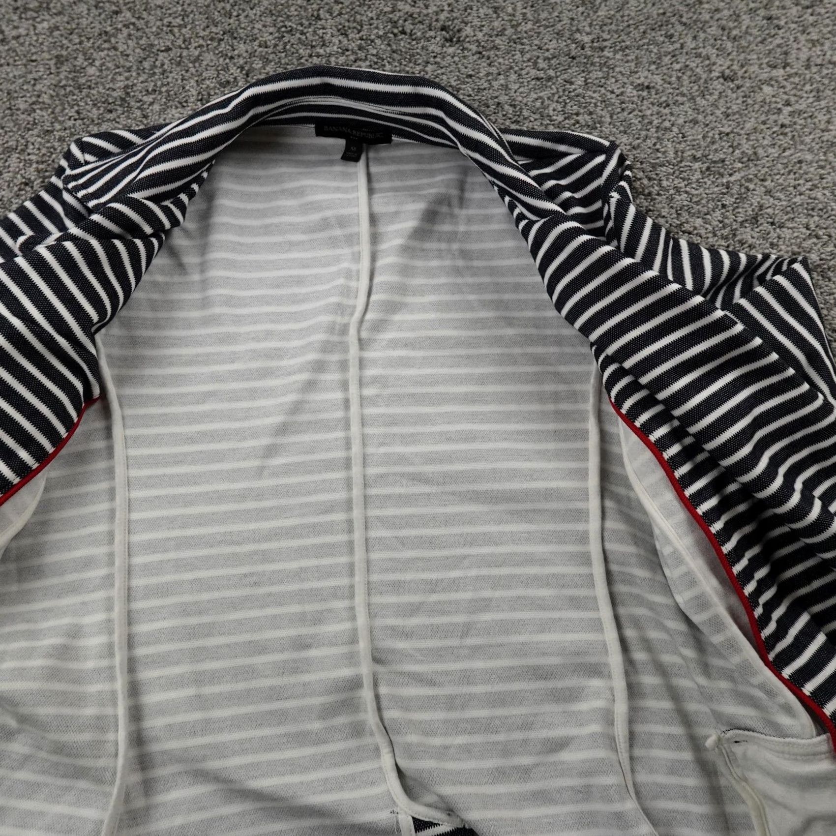 Banana Republic Banana Republic Blazer Womens M Blue Stripe Knit Sport Coat Jacket Career Size M / US 6-8 / IT 42-44 - 6 Thumbnail