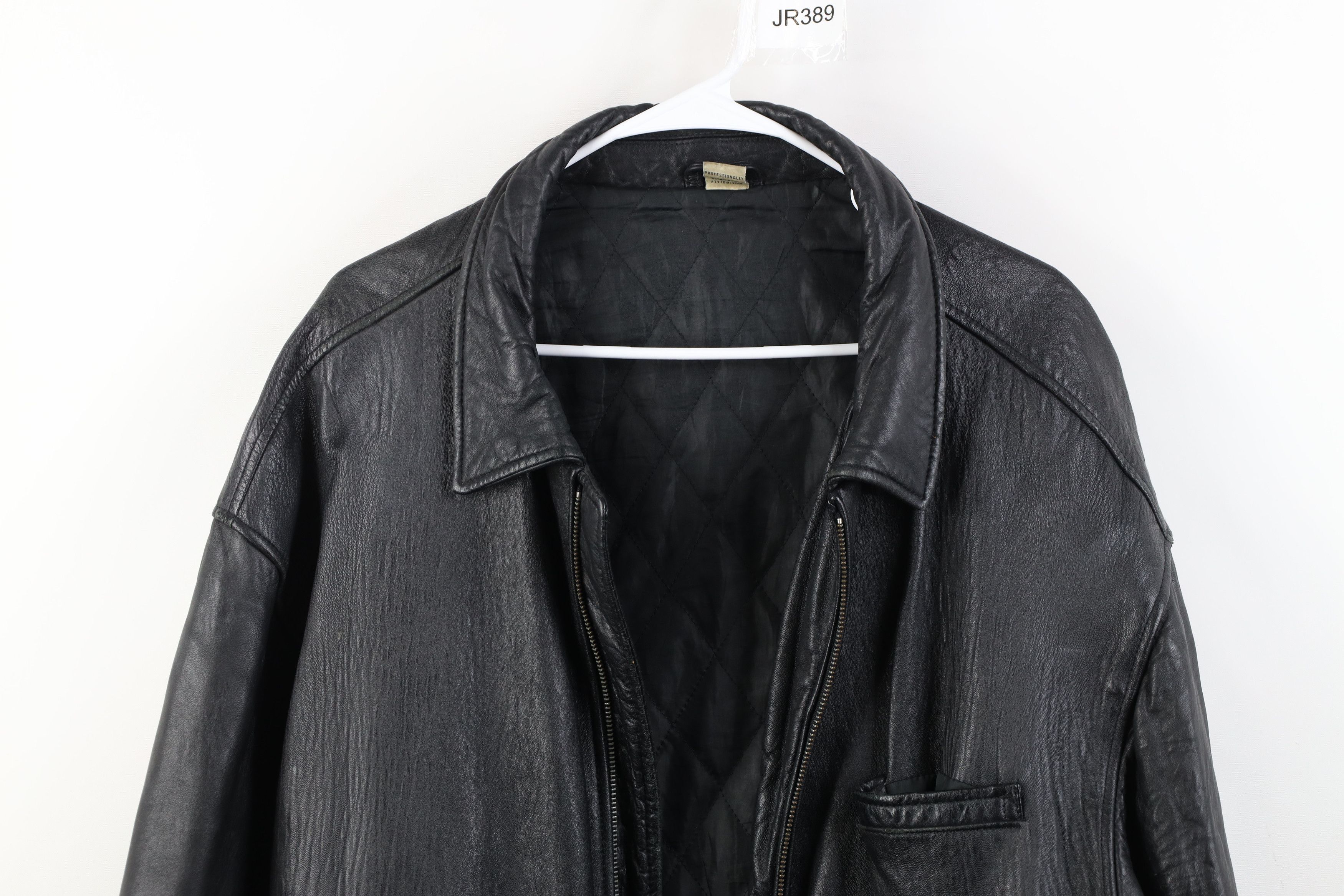 Vintage AS IS Vintage 90s Streetwear Quilted Leather Jacket Black Size US XXL / EU 58 / 5 - 2 Thumbnail