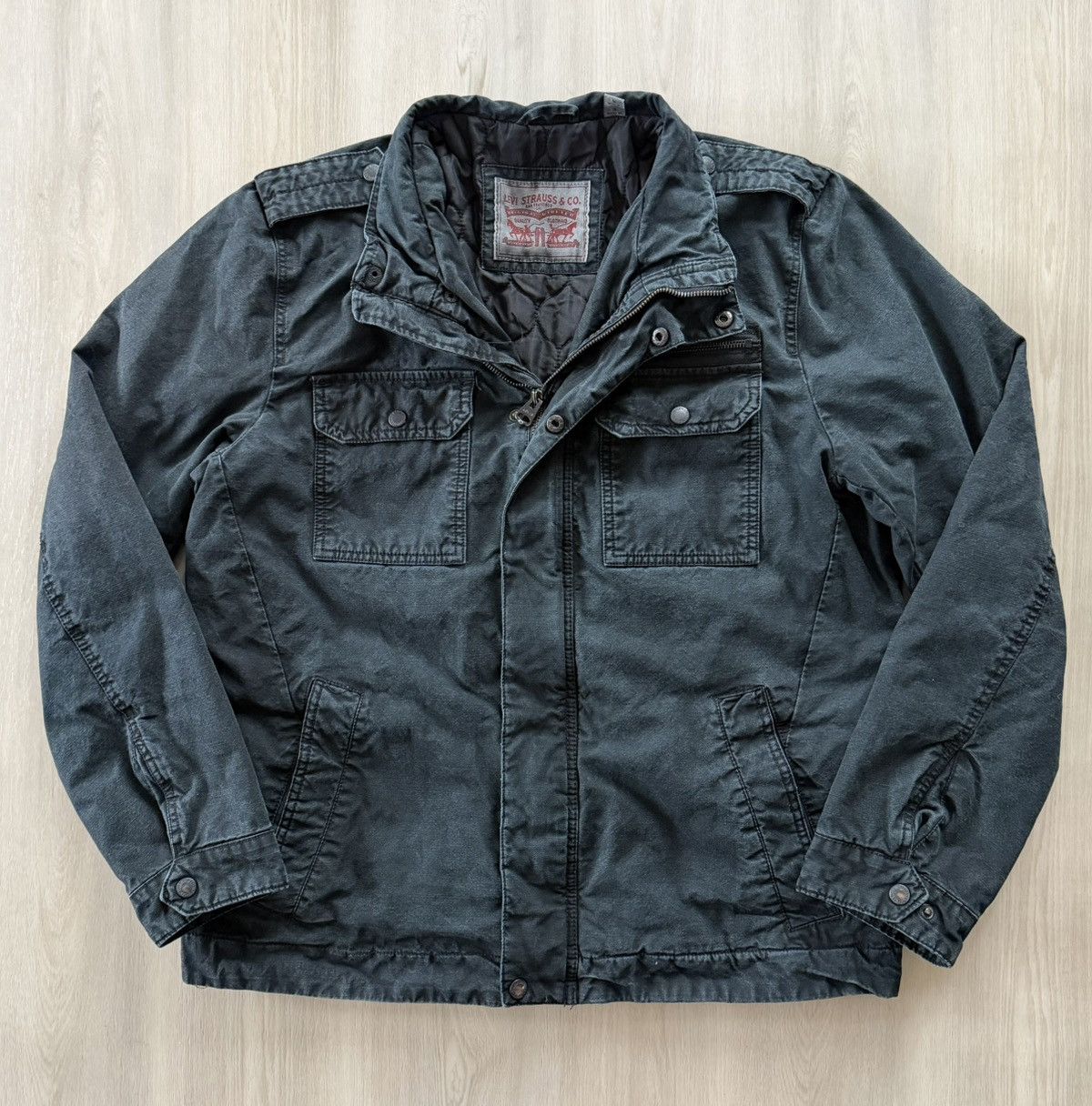 Levi's Levis Jacket Black Military Quilted Lined Cotton Sz L Size US L / EU 52-54 / 3 - 1 Thumbnail