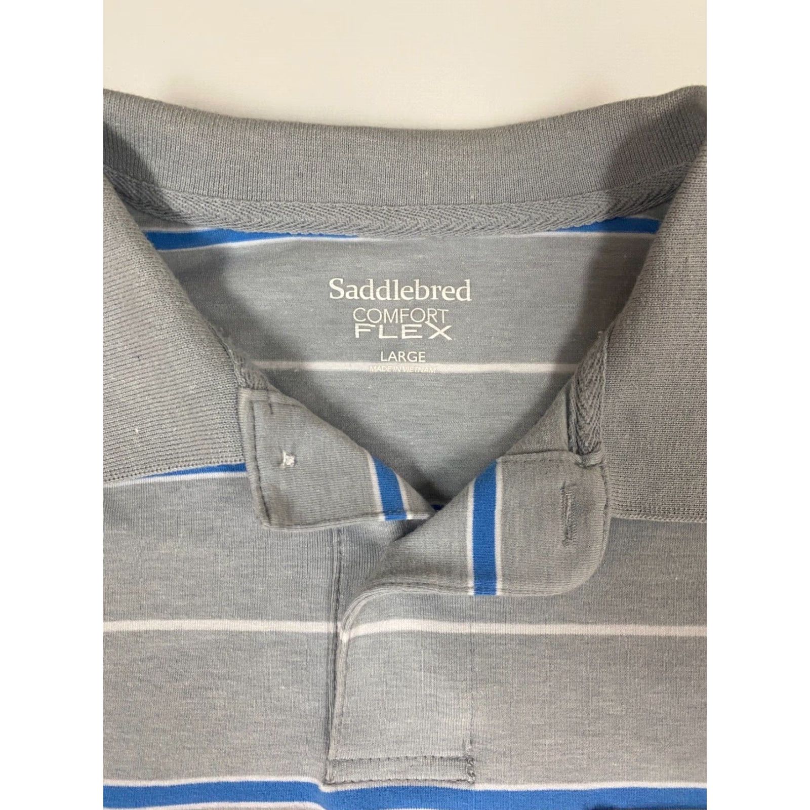 Vintage Saddlebred Polo Shirt L Regular Gray Striped Comfort flex Short Sleeve Men Size US L / EU 52-54 / 3 - 4 Thumbnail