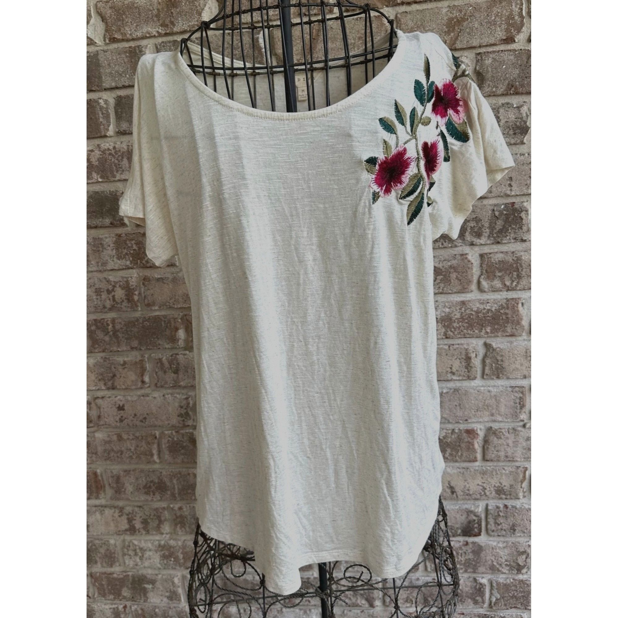 Other Adiva Embroidered Top Medium Cream Textured Floral Size M / US 6-8 / IT 42-44 - 1 Thumbnail