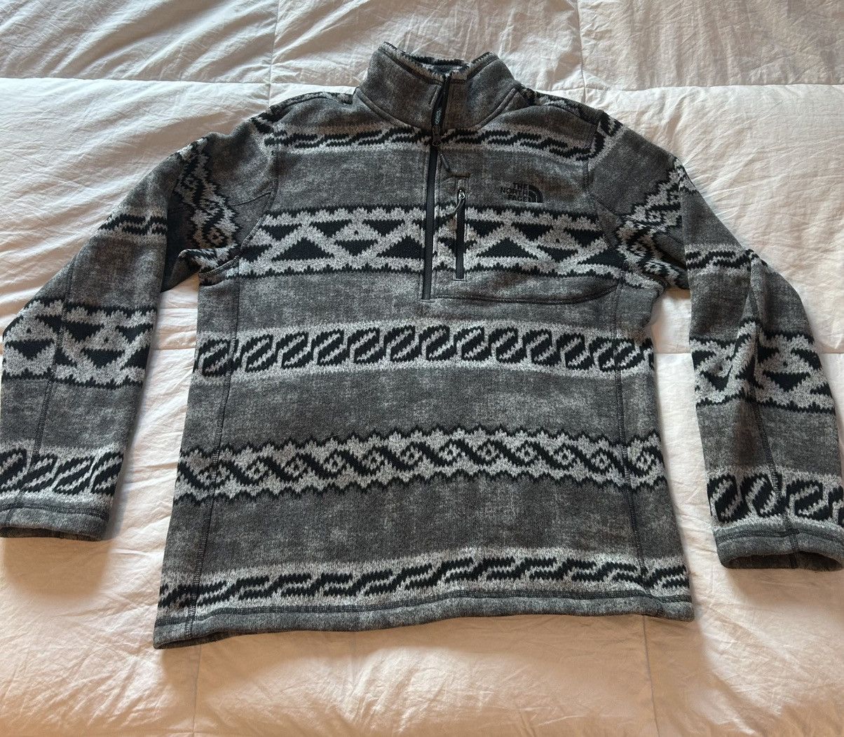The North Face Grey Aztec Gordon Lyons 1/4 Zip Pullover