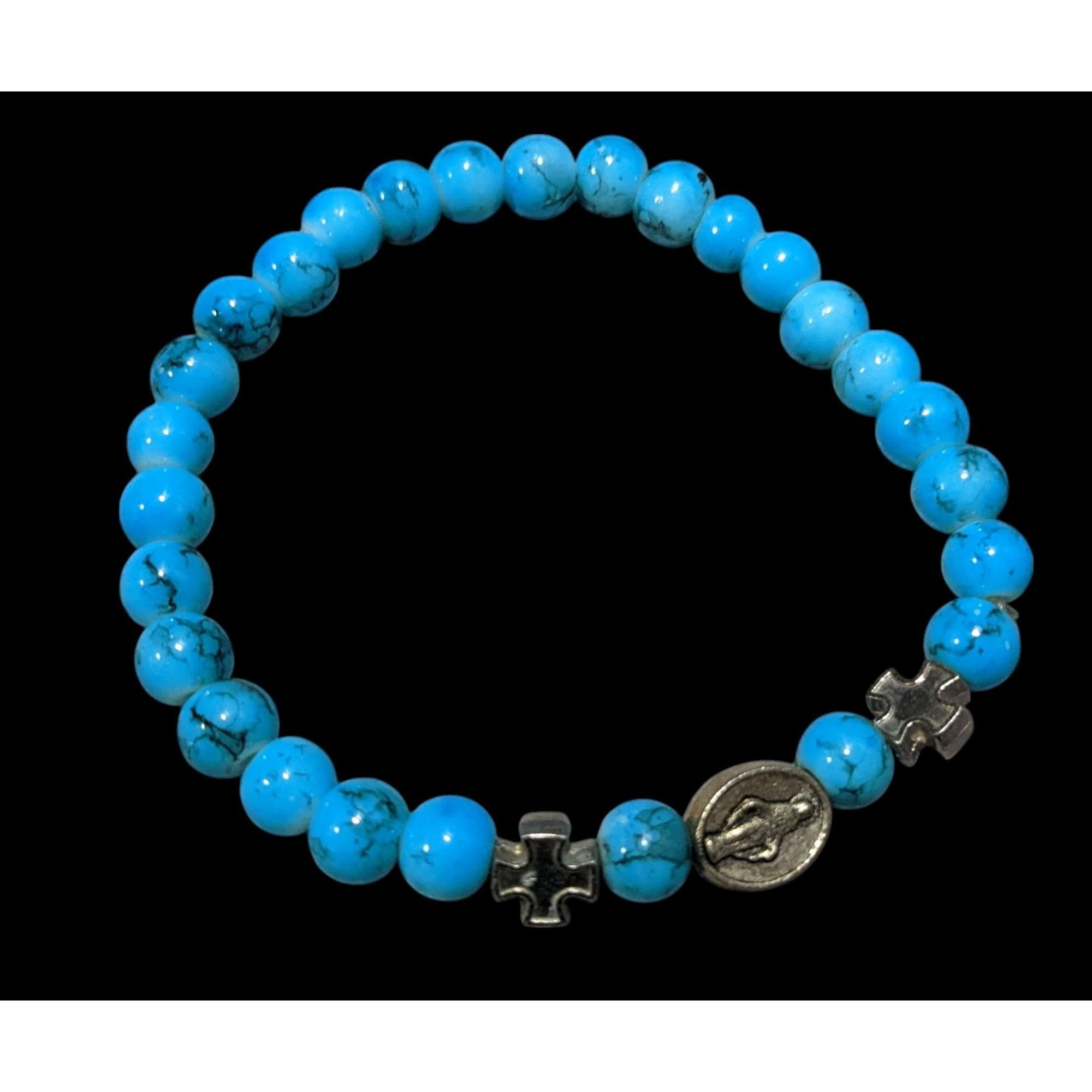 Other Blue And Silver Tone Religious Stretch Bracelet Size ONE SIZE - 2 Thumbnail