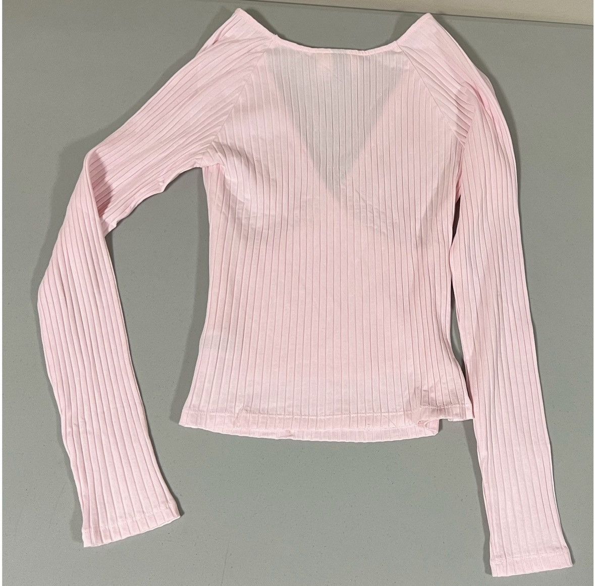 Japanese Brand Pink Pastel V-Neck Long Sleeve Shirt Top Blouse Tee XS 🎀✨ Size XS / US 0-2 / IT 36-38 - 3 Thumbnail