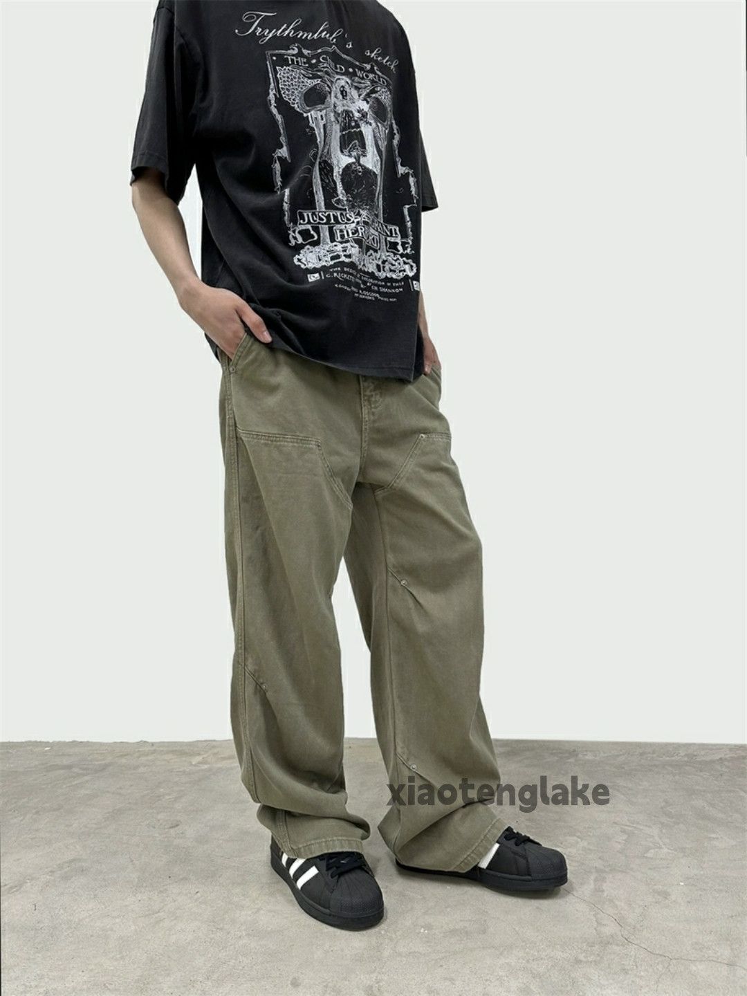 Designer × Japanese Brand × Vintage washed faded loose baggy carpenter skate cargo pants Size US 32 / EU 48 - 5 Thumbnail