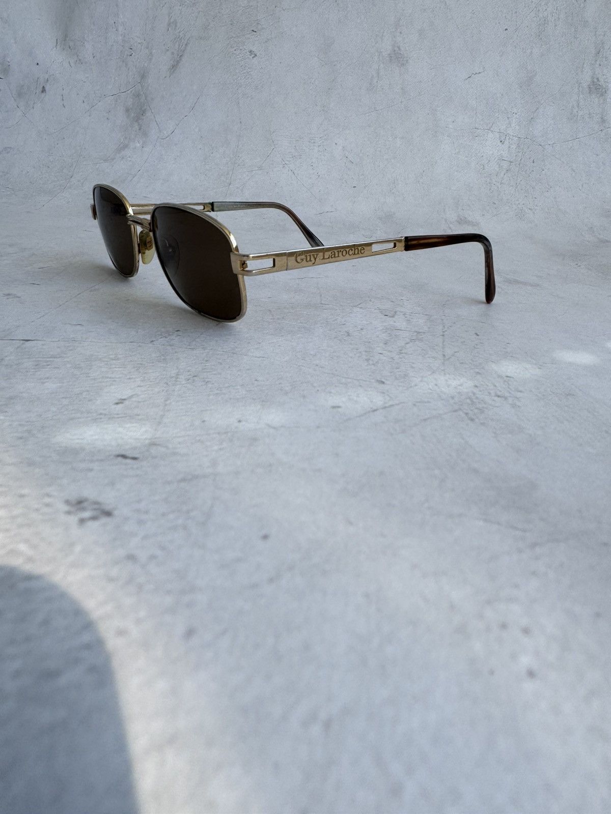 Vintage Guy Laroche Gold Frame Sunglasses Brown Lens Y2K