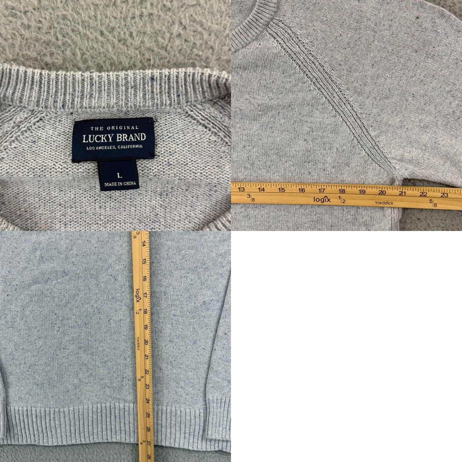 Lucky Brand Lucky Brand Sweater Mens Large Gray V-Neck Long Sleeve Knit Raglan Preppy Pullover Casual Workwear Classic Silhouette Size US L / EU 52-54 / 3 - 8 Thumbnail
