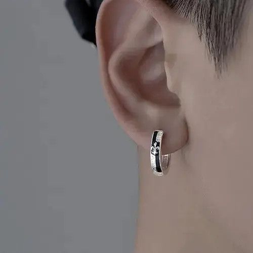 Other 925 Silver Plated Knight Cross Hoop Earrings for Men Women Size ONE SIZE - 2 Thumbnail