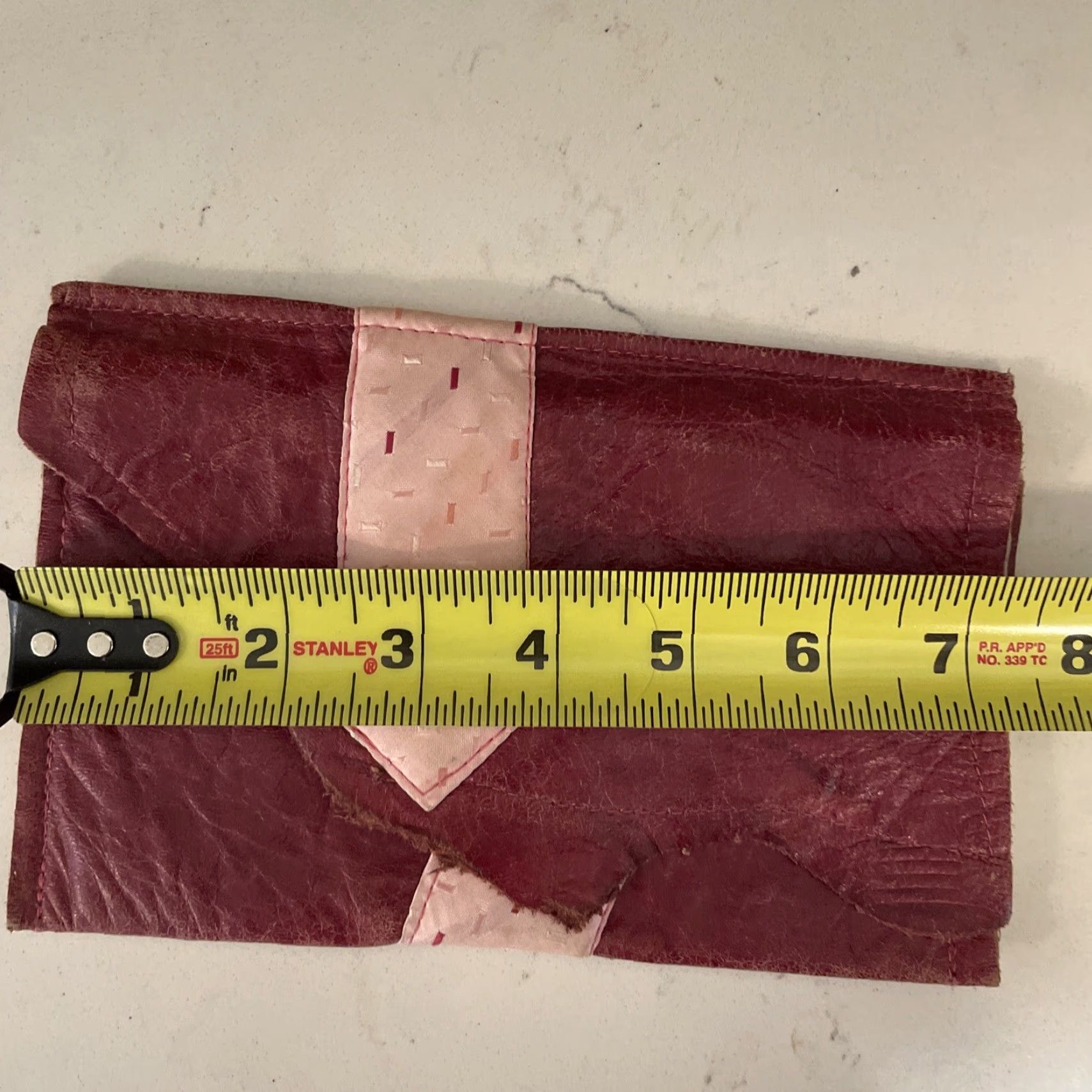 Vintage VINTAGE Handmade Leather Purple Pink Ribbon Clutch Pouch Cosmetic Bag Wallet Boho Stars Womens Purple Bag Zipper Clutch Womens Size ONE SIZE - 7 Thumbnail