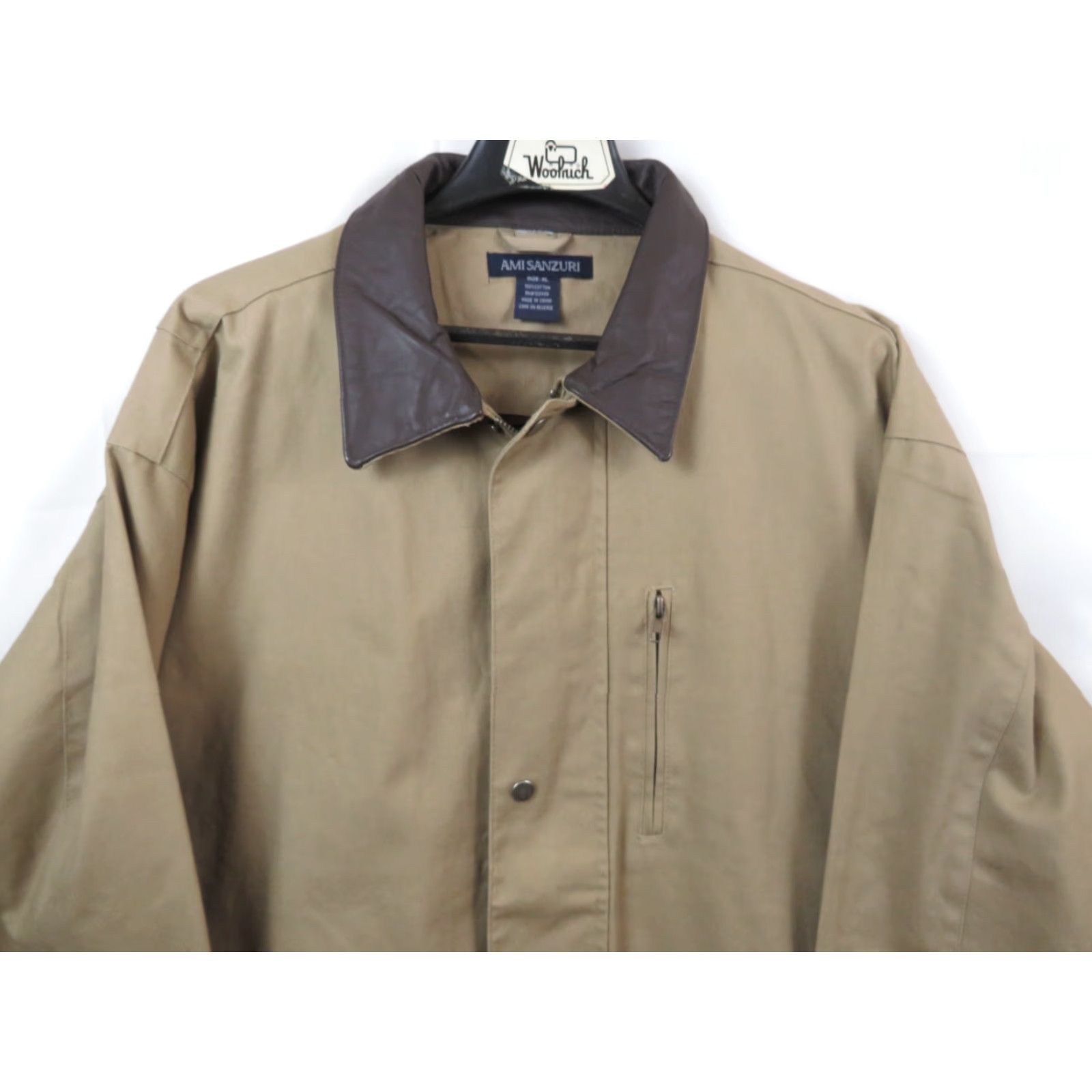 Vintage VINTAGE AMI MENS Jacket Canvas Outerwear Beige XL Leather Trim Collar & Sleeve CASUAL Men XL Beige Canvas Jacket Leather Trim Collar & Sleeve AMI MENS Size US XL / EU 56 / 4 - 3 Thumbnail
