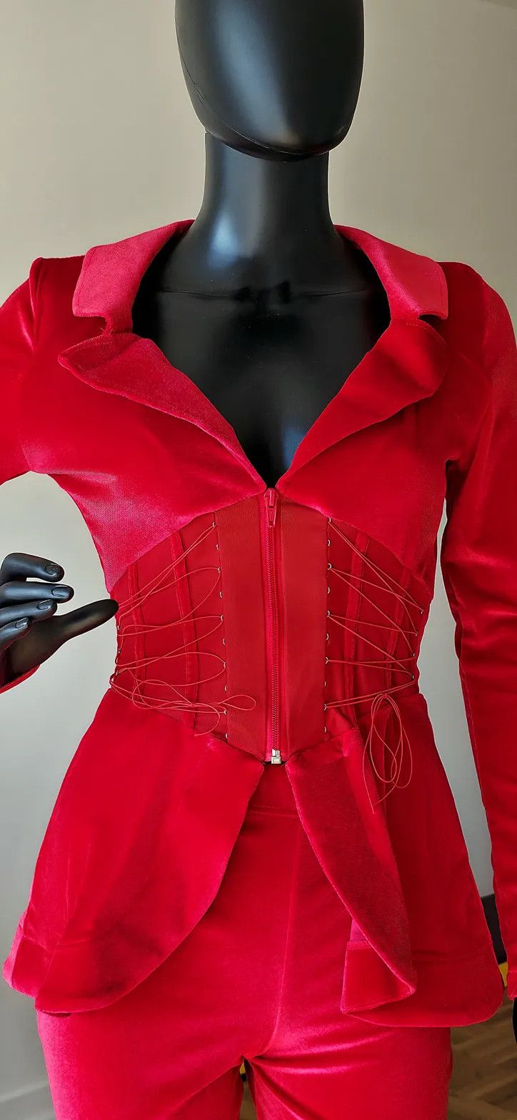 Other Corset Jacket + Flare Pants | Red | Size S Size S / US 4 / IT 40 - 4 Thumbnail