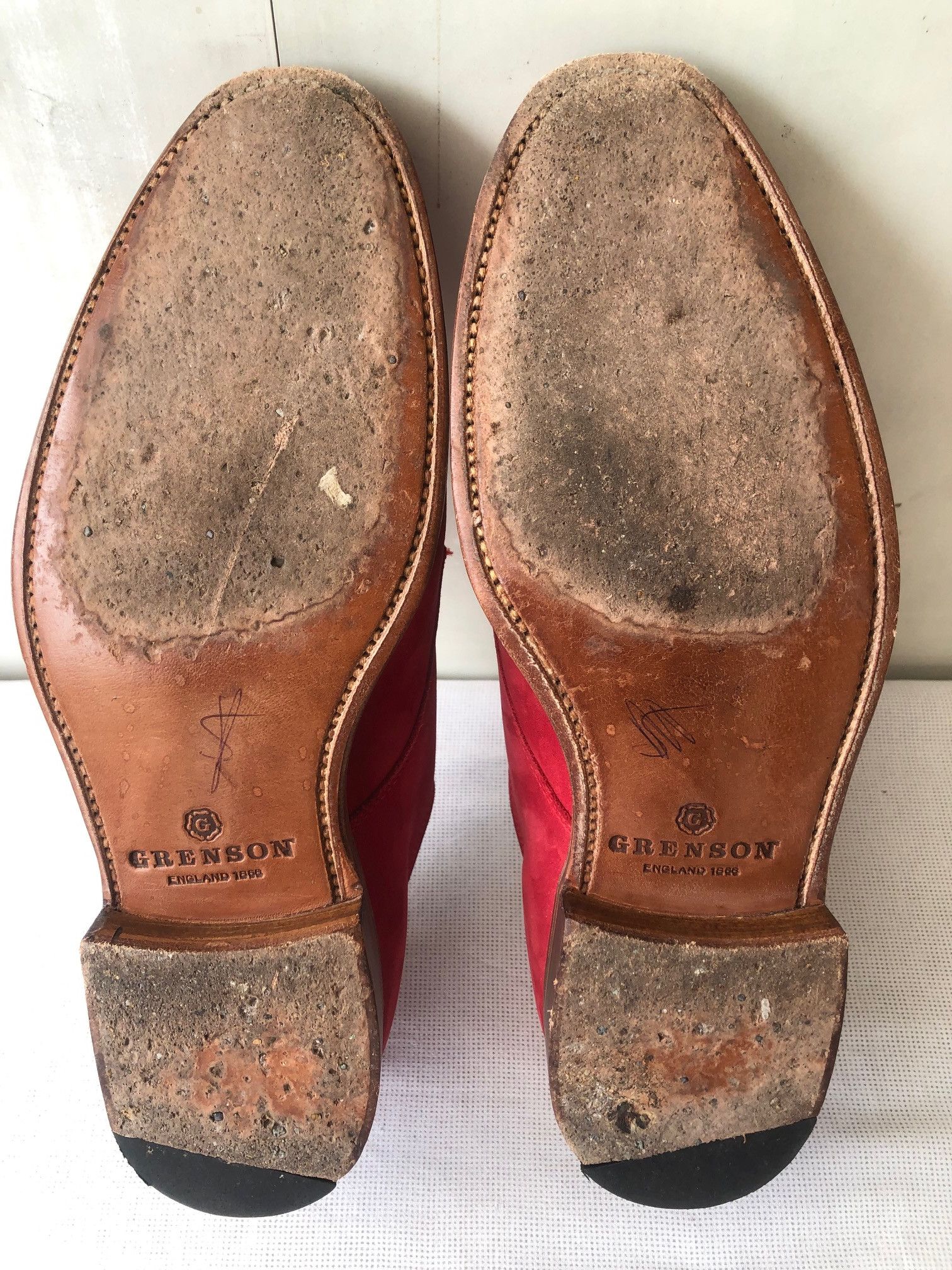 Grenson Grenson Red suede/leather cap toe double monk strap shoes Size US 7 / EU 40 - 6 Thumbnail