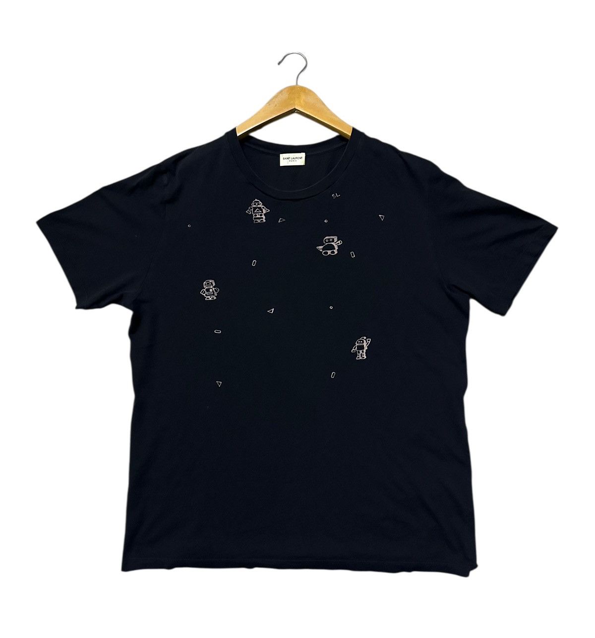 Saint Laurent Paris Saint Laurent black robot tshirt Size US M / EU 48-50 / 2 - 2 Thumbnail
