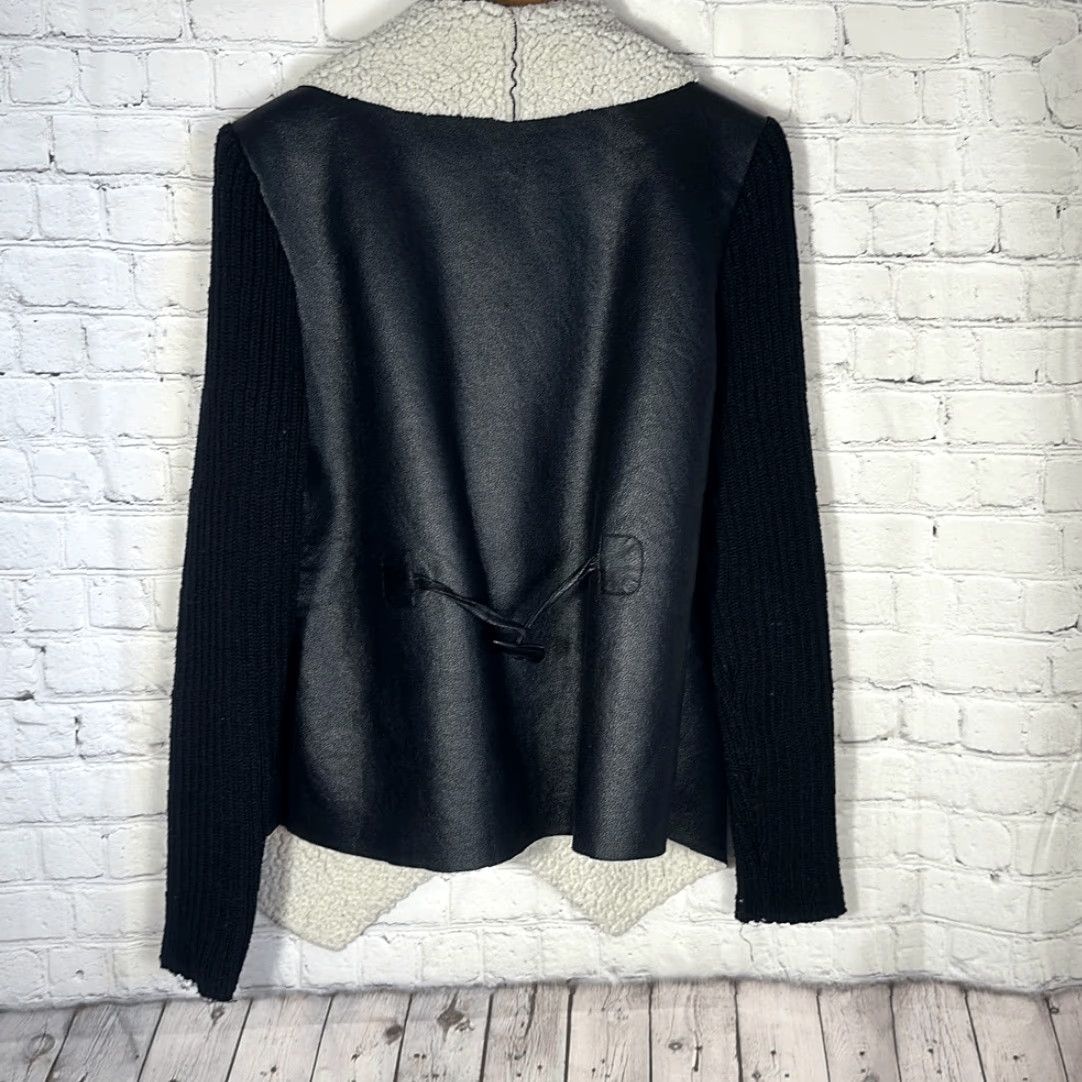 Sam Edelman Sam Edelman Women's Black Faux Leather Sherpa Lined Wrap Coat Jacket Medium Size M / US 6-8 / IT 42-44 - 5 Thumbnail